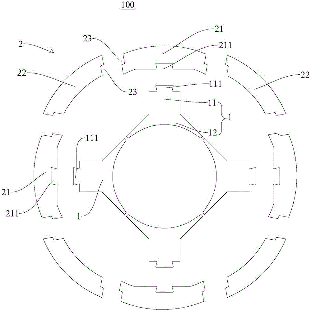 Stator of single phase direct current motor for fan, single phase direct current motor and fan