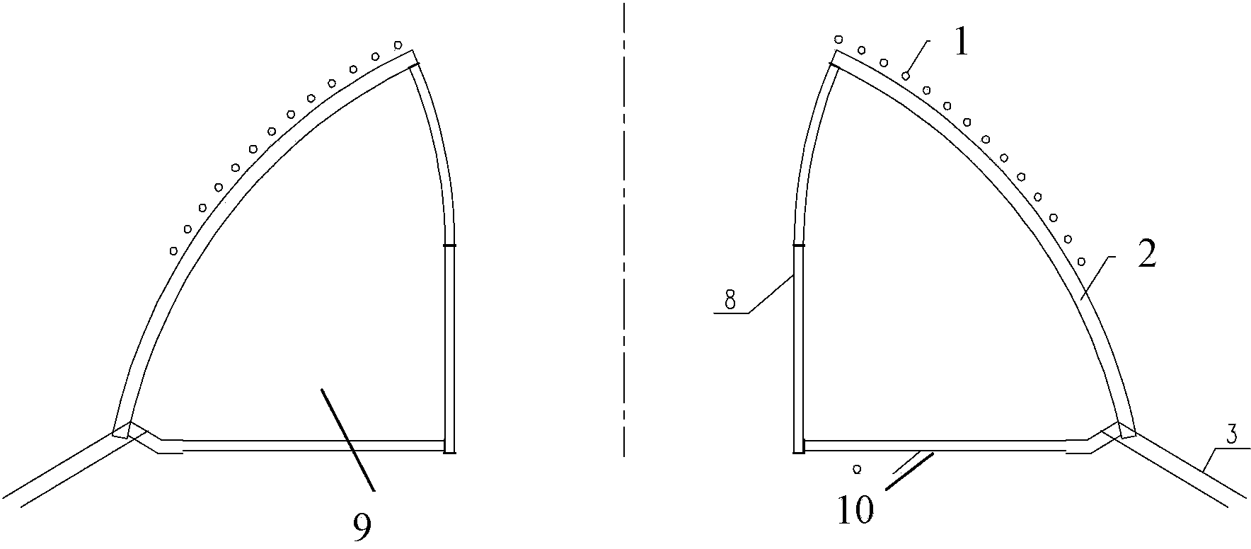 Long-span tunnel overlapping carrying arch structure for upper-soft and lower-hard stratum and construction method thereof