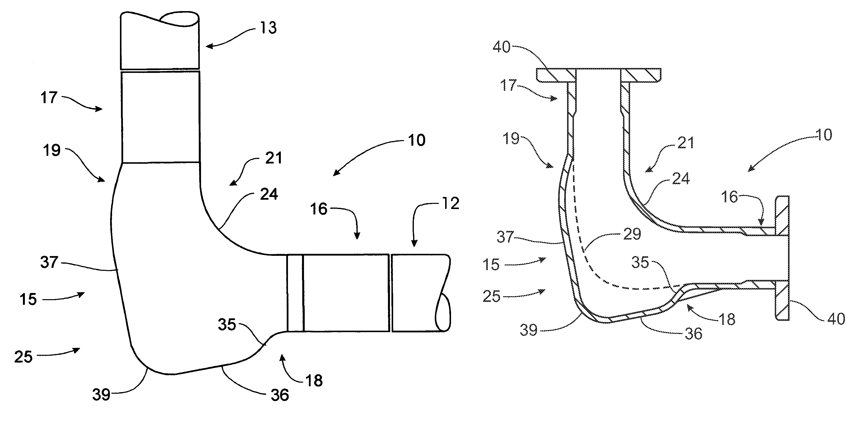 Elbow fitting with step feature for pneumatic transport system