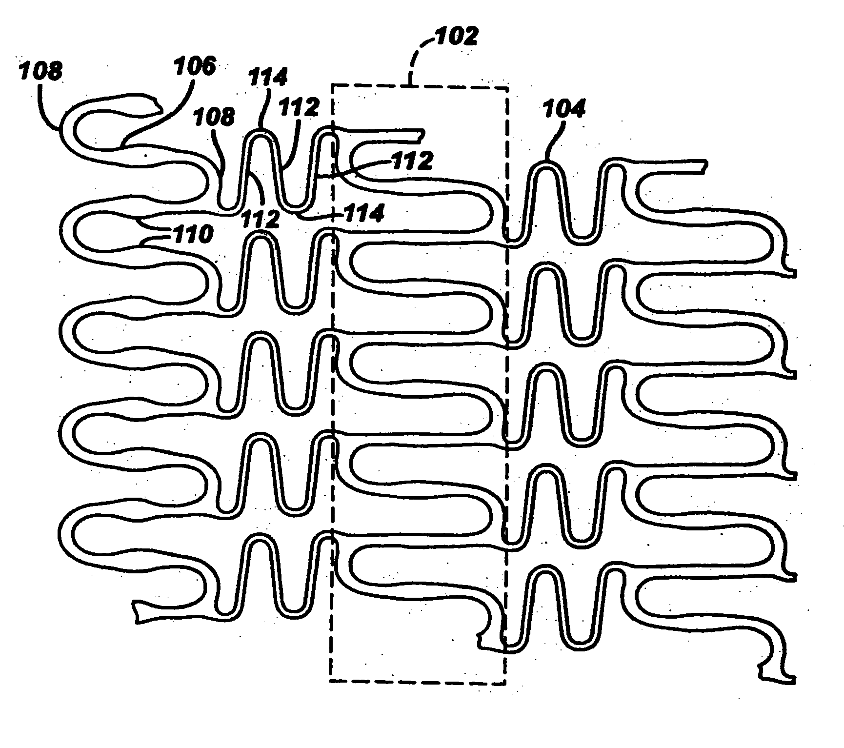 Polymeric stent having modified molecular structures in the flexible connectors and in the radial struts and the radial arcs of the hoops