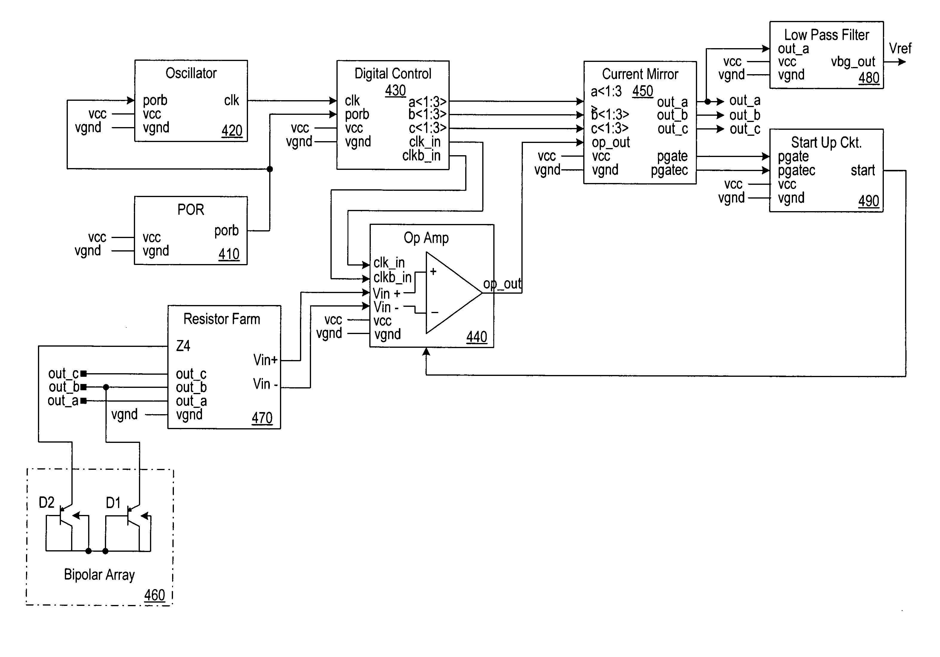 Low power bandgap reference circuit with increased accuracy and reduced area consumption