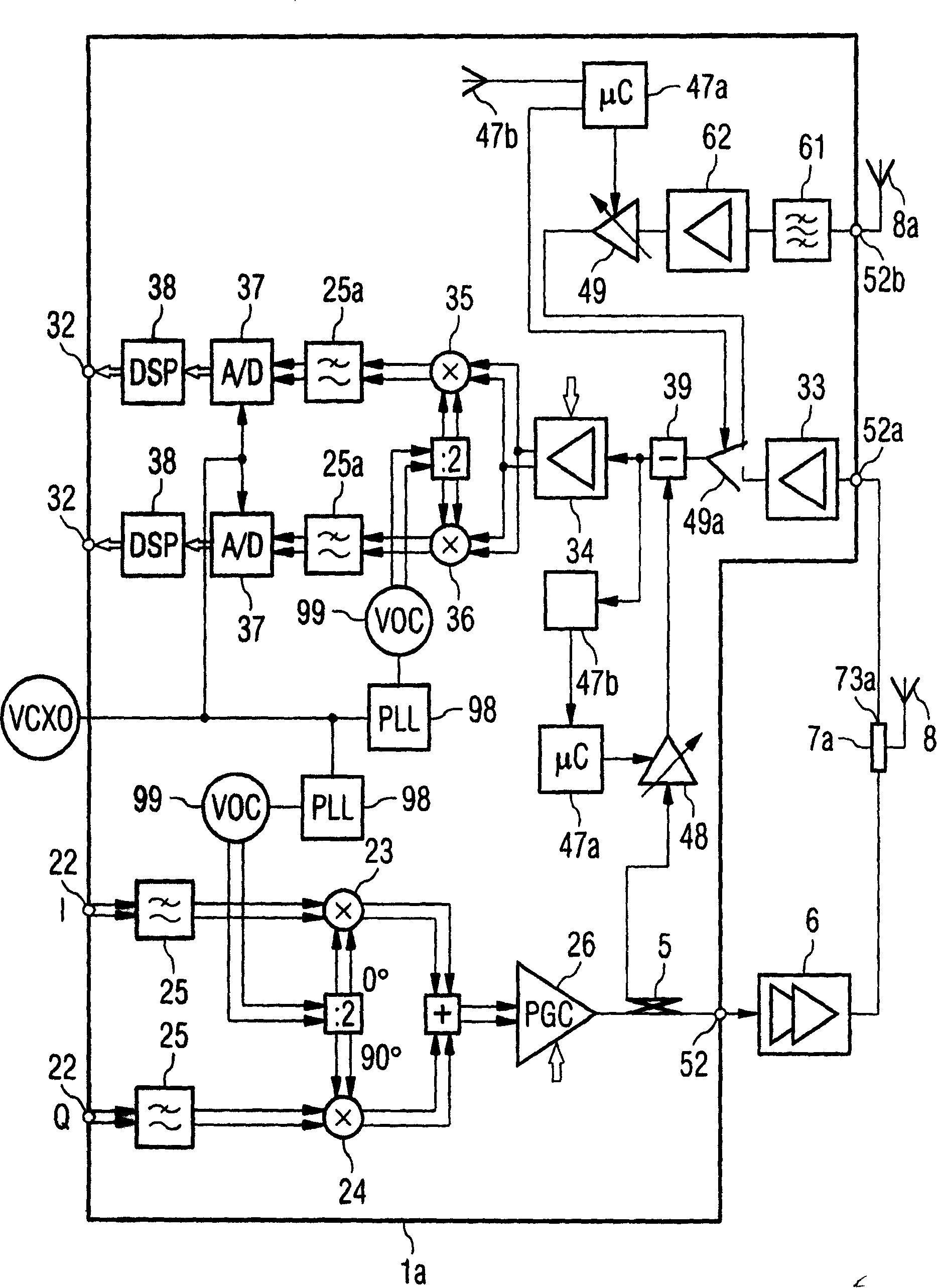 Transceiver arrangement and method for processing a signal