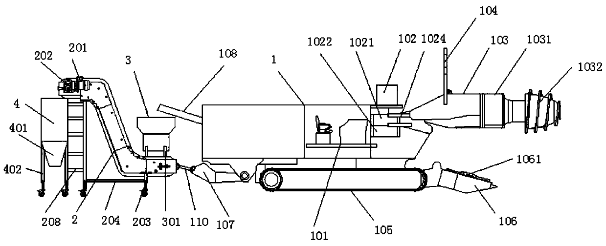 Digging and bagging device in earthwork stone engineering and using method thereof