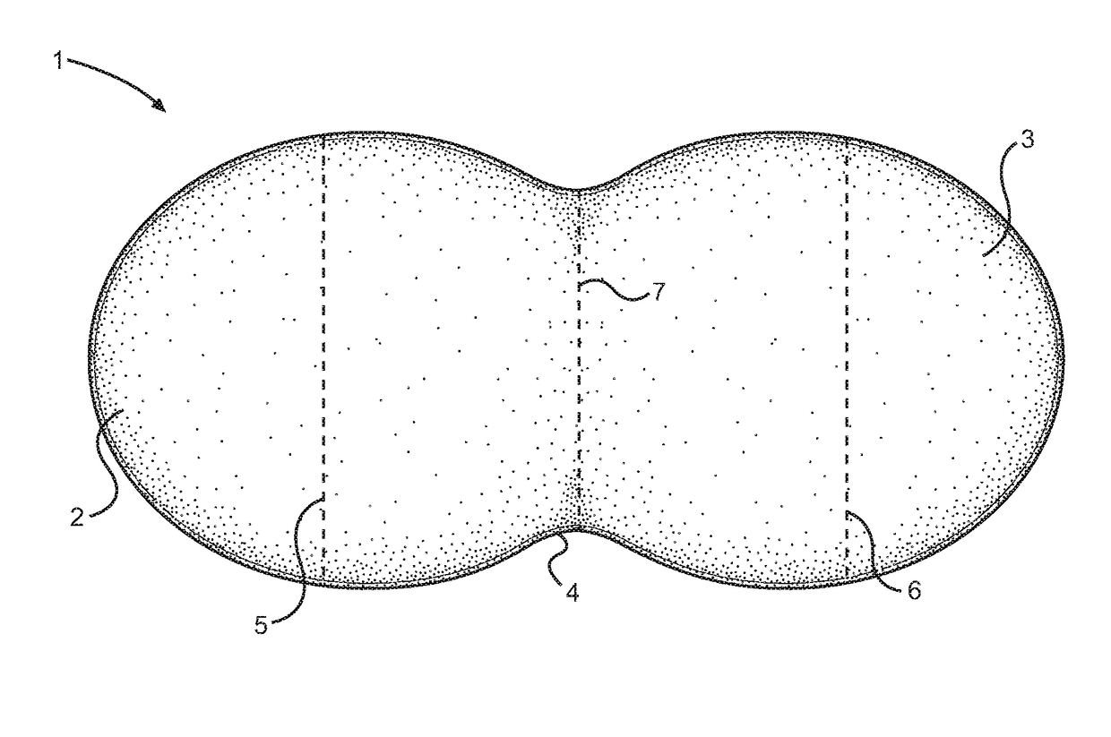 Support material having an hourglass shape