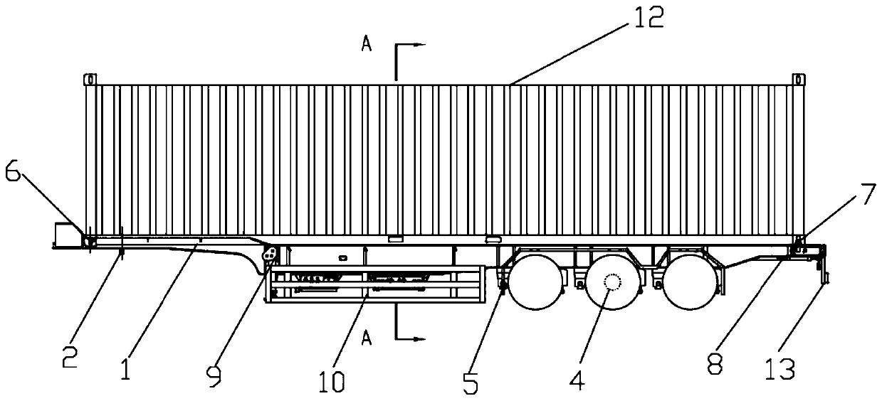 Highway and railway dual-purpose direct-hanging type container semi-trailer
