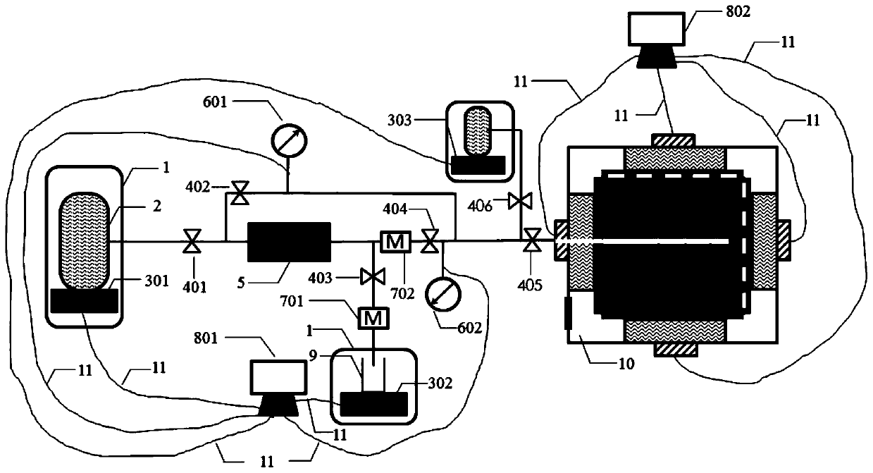 Testing device and method for simulating flowback performance of well soaking of fracturing well