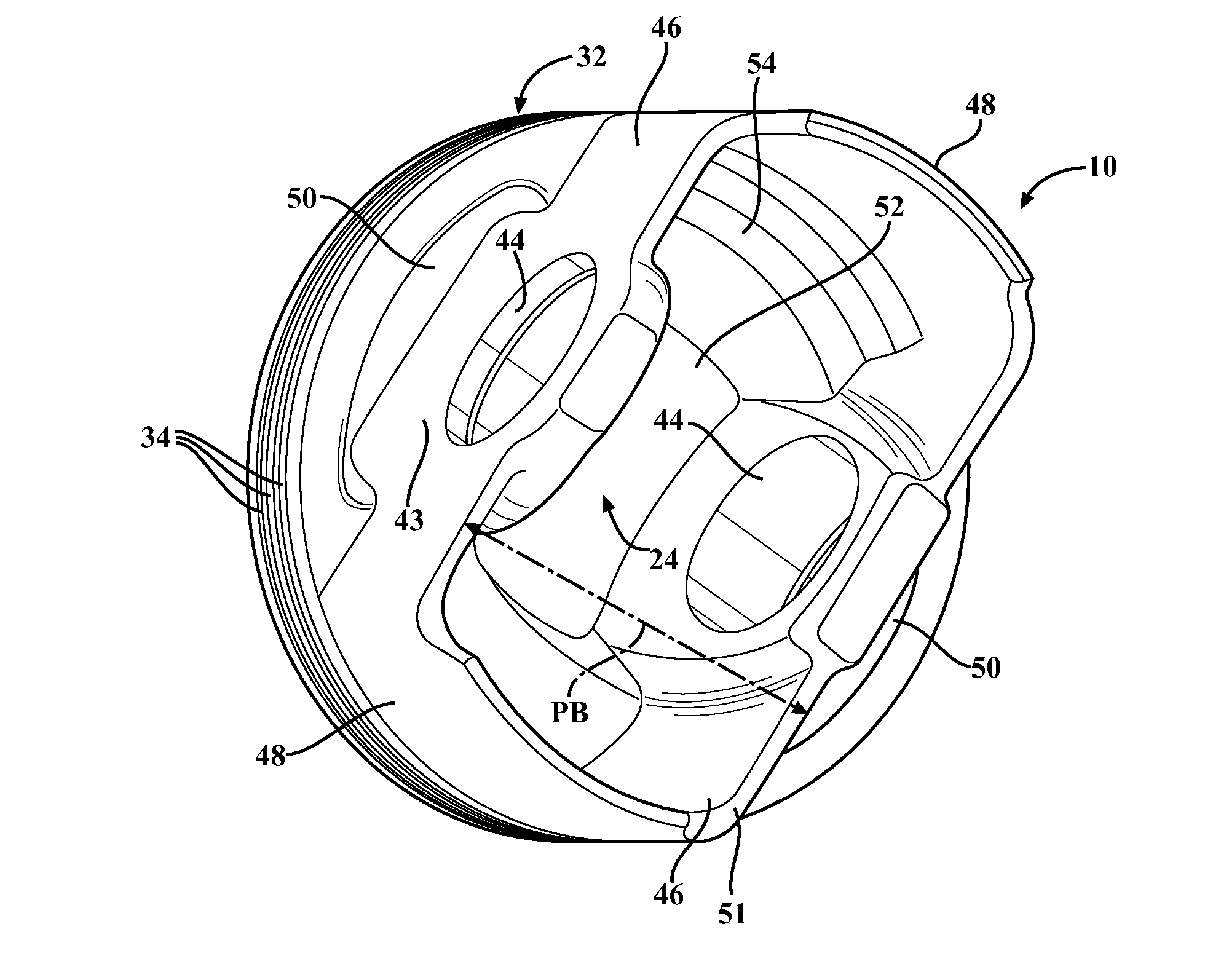 Monolithic, galleryless piston and method of construction thereof