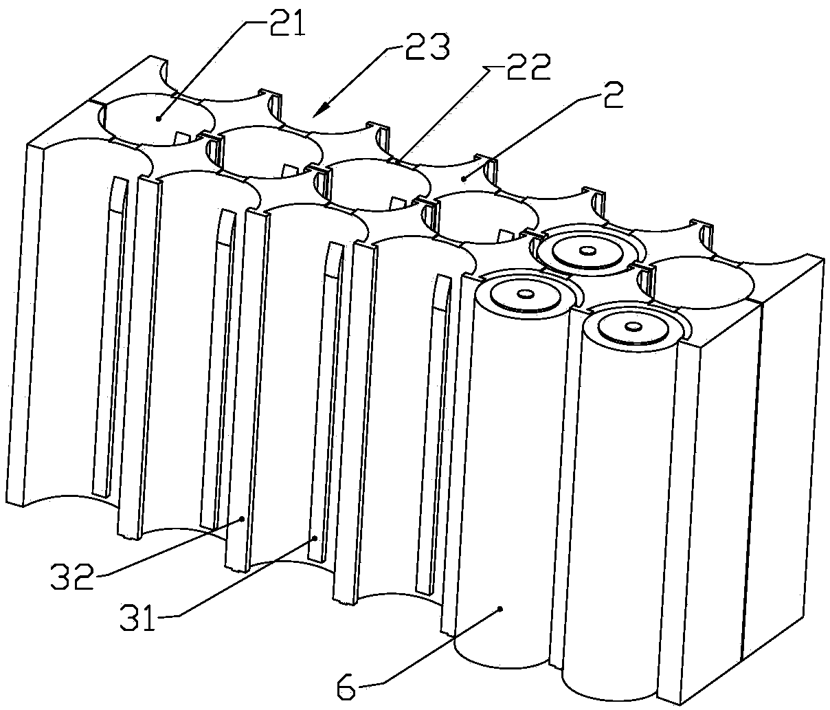 Cylindrical lithium cell bracket and power battery pack