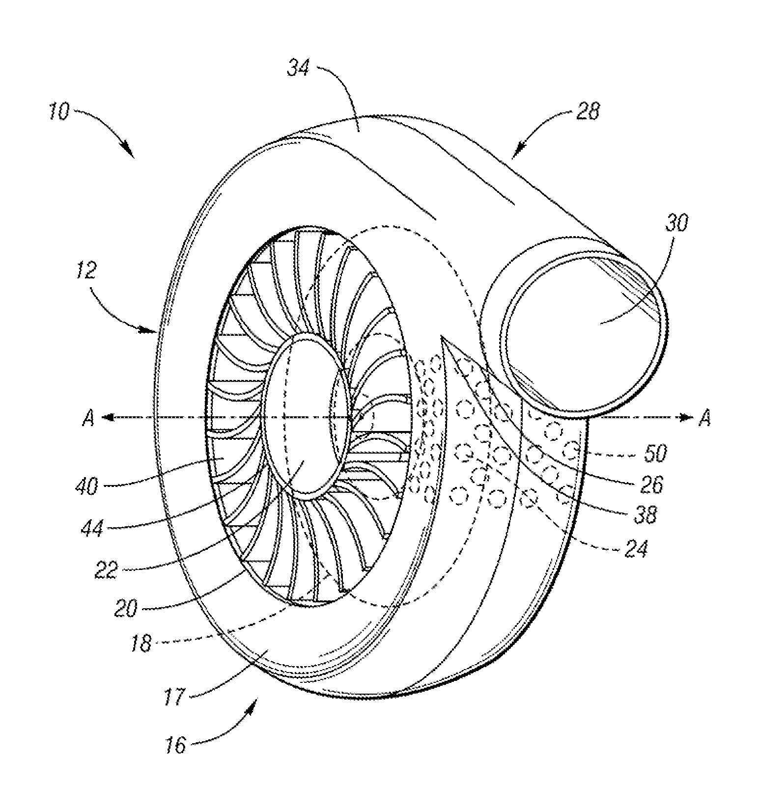 Reduction of flow-induced noise in a centrifugal blower