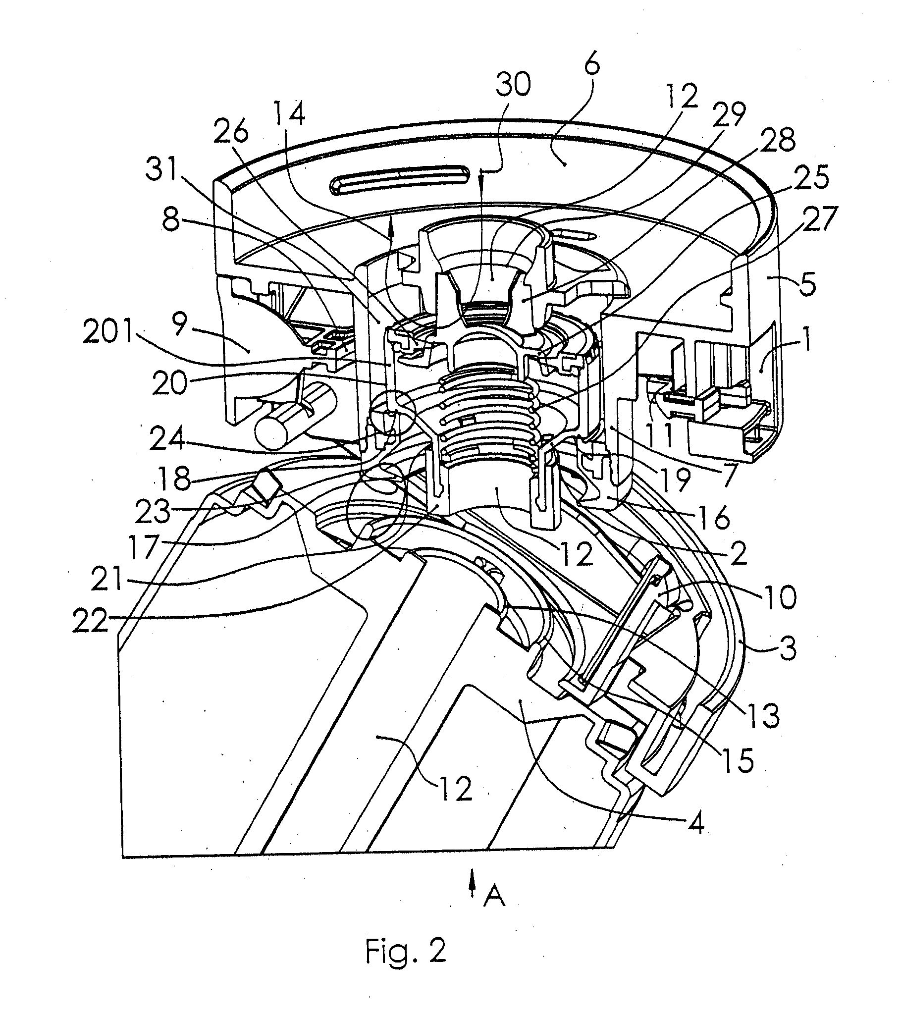 Connection head for an absorber of an anesthetic breathing system