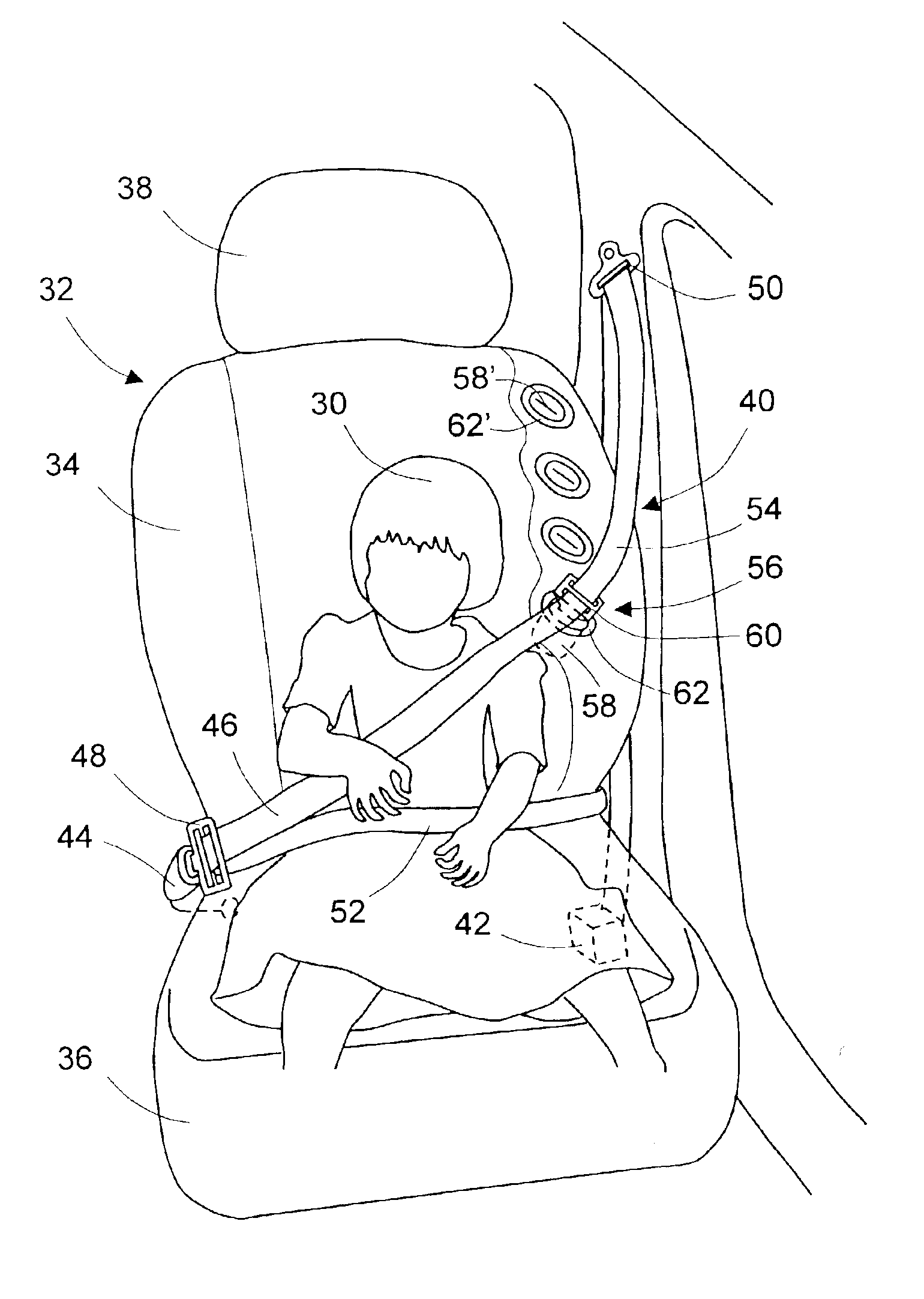 Seat belt restraint system for both adults and children