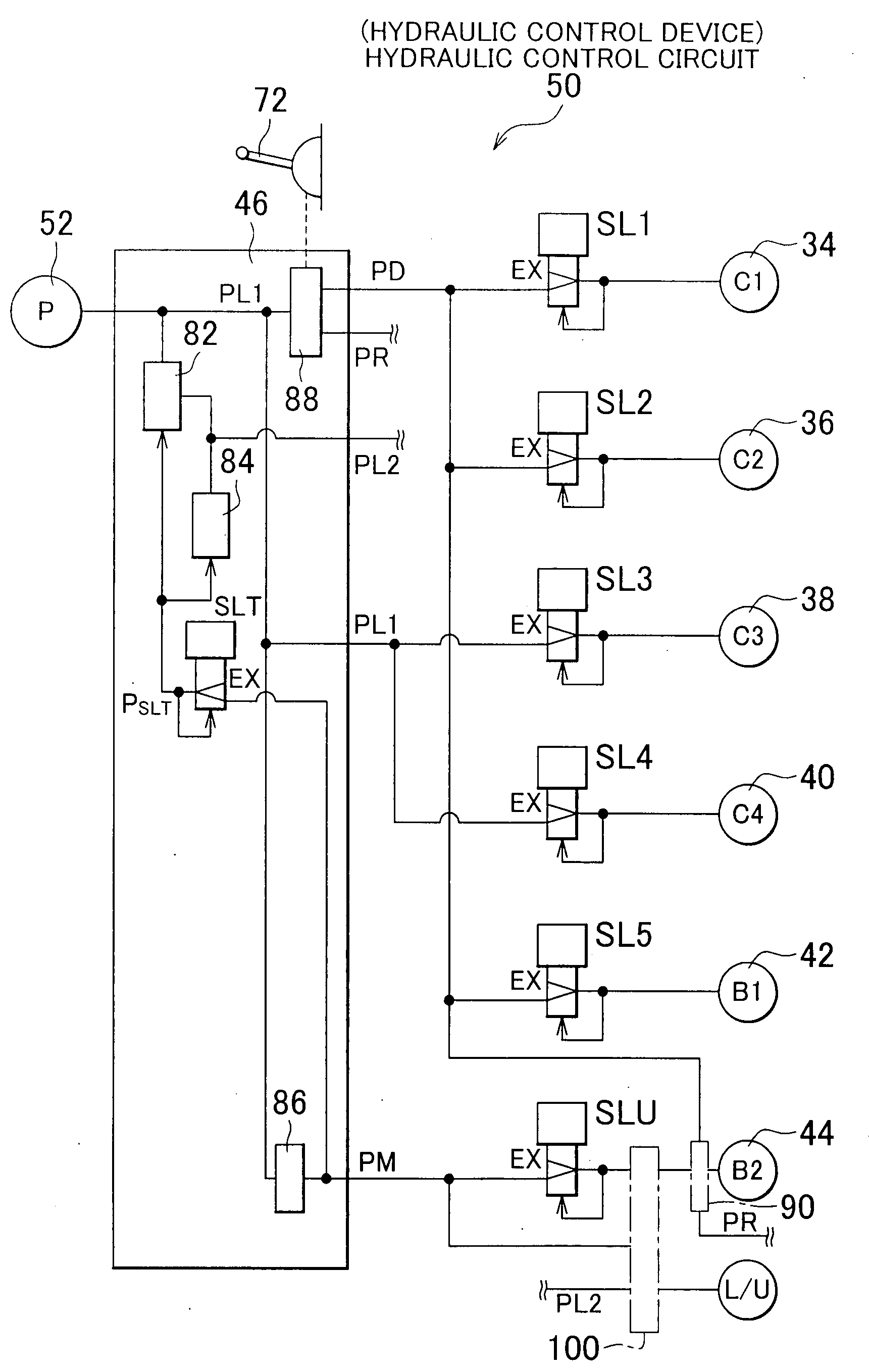 Hydraulic control system for use in a motor vehicle and method for controlling the hydraulic control system