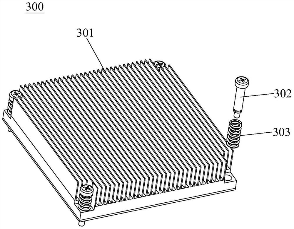 Cooling fin fixing mechanism of chip, cooling device and installation method of cooling fin fixing mechanism