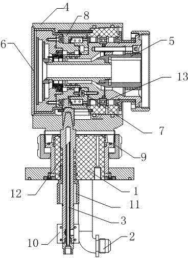 Hydroelectric end connecting device for rotating target