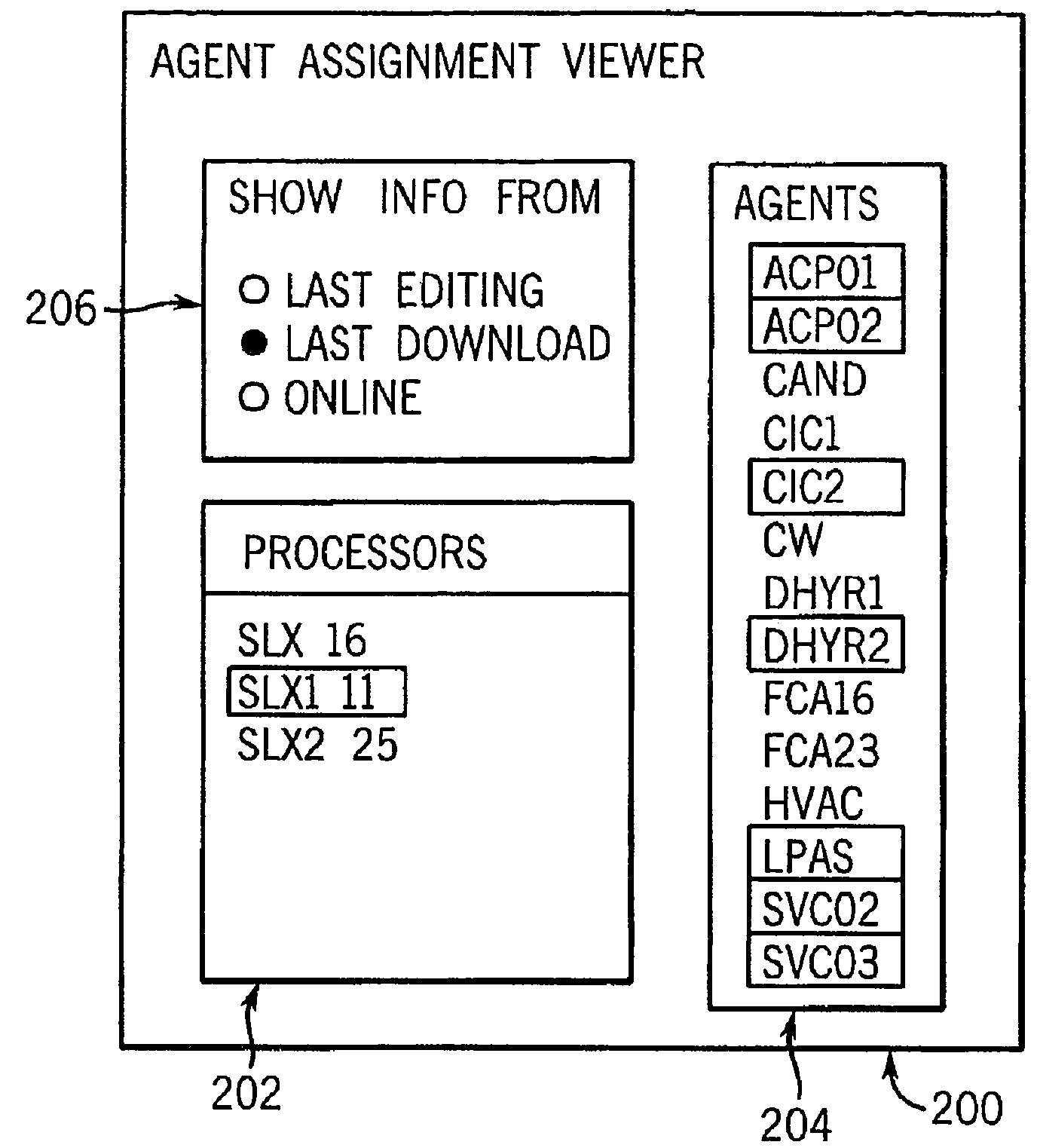 Agent-equipped controller having data table interface between agent-type programming and non-agent-type programming