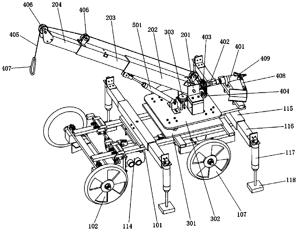 A pneumatic truck crane for principle demonstration