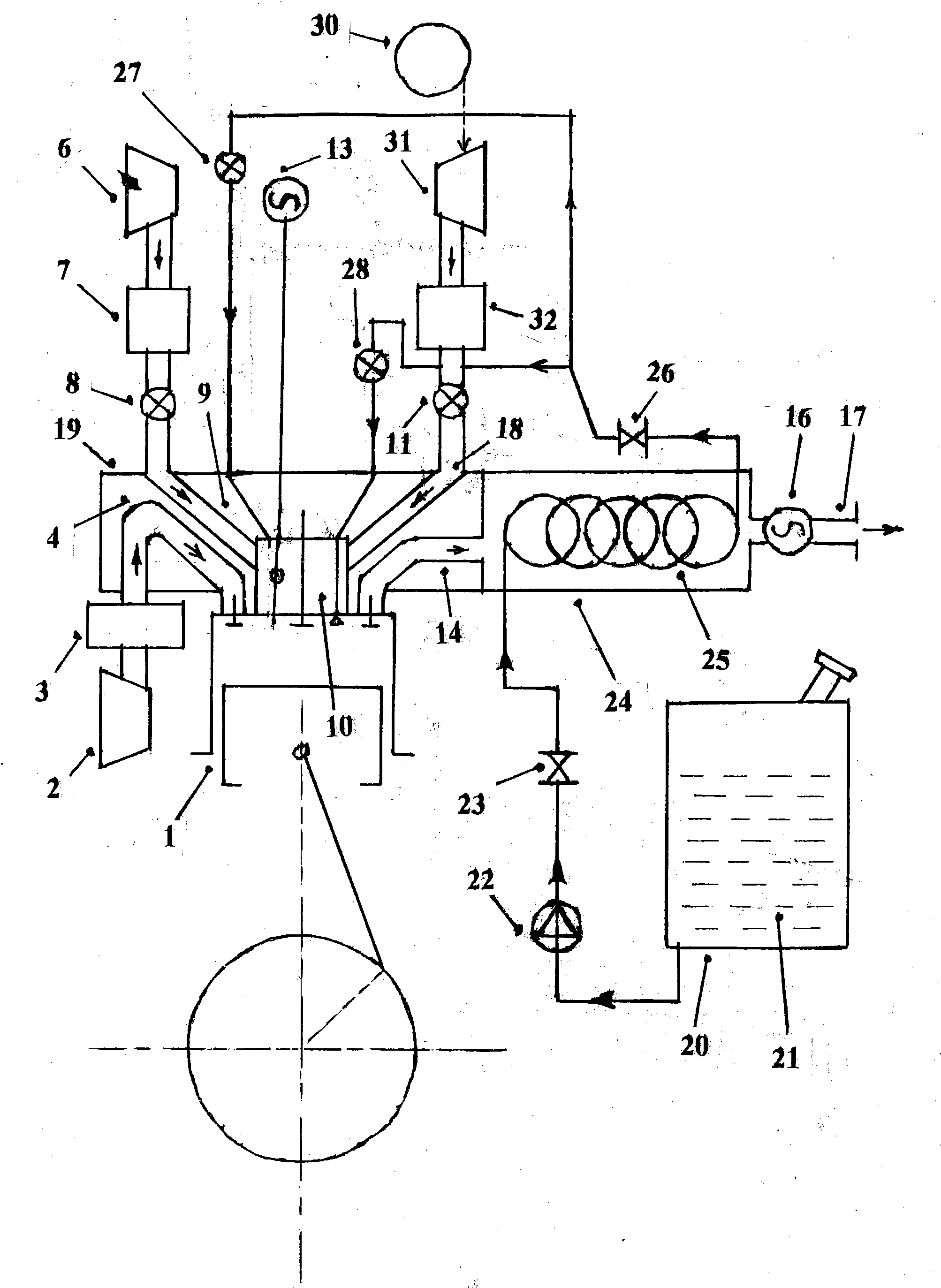 High pressure engine master device for purification and ultramicro emission of various low calorific value waste liquor and gases