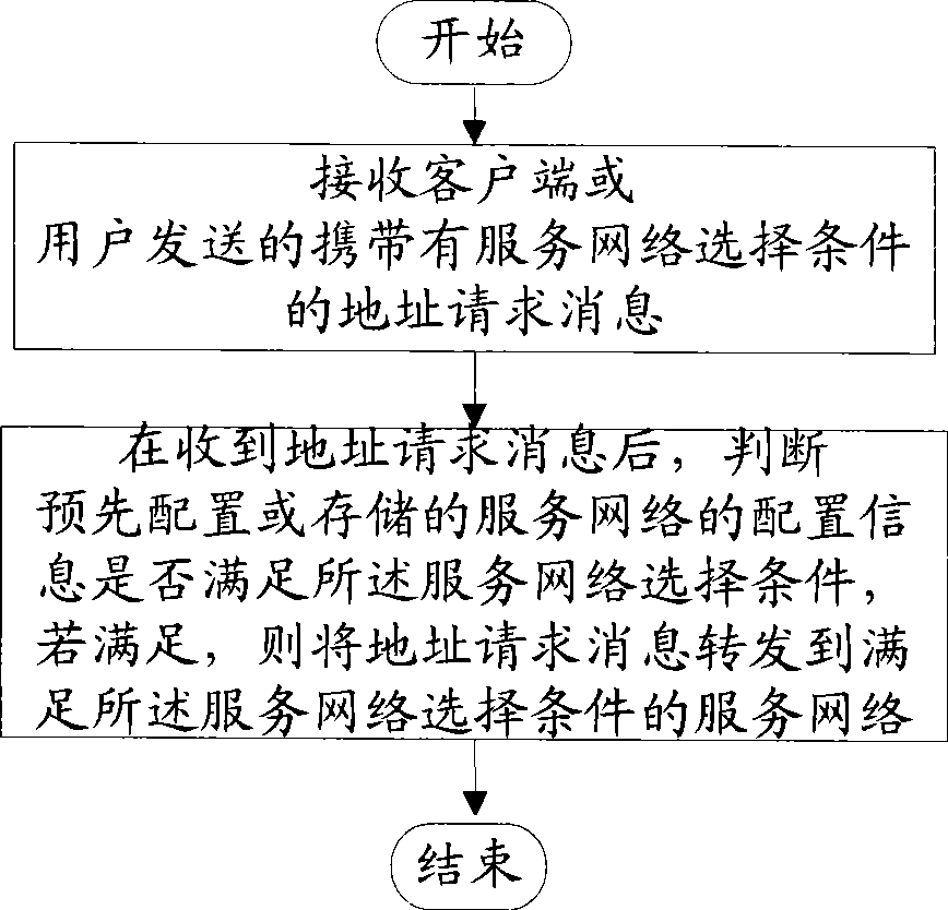 Method, apparatus and system for selecting service network