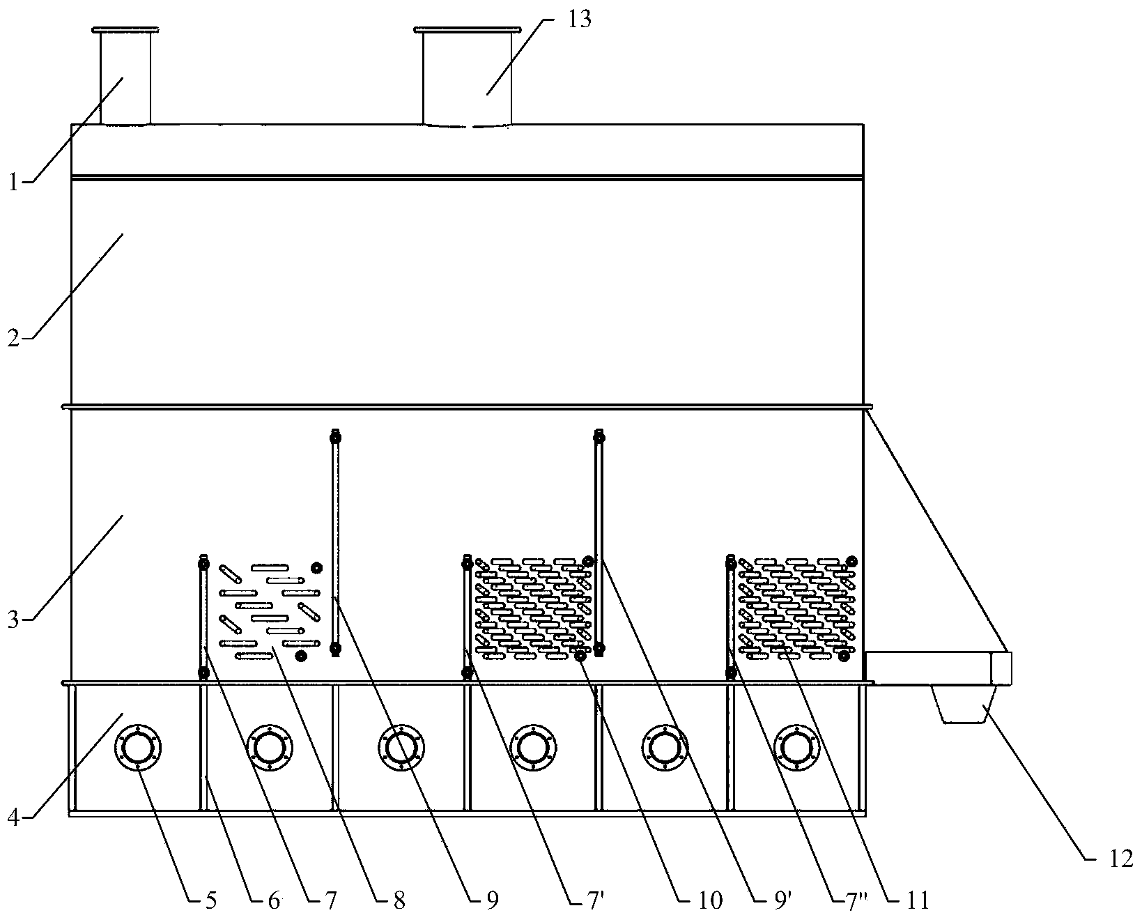 Non-uniform air distribution interconnected fluidized bed drying device