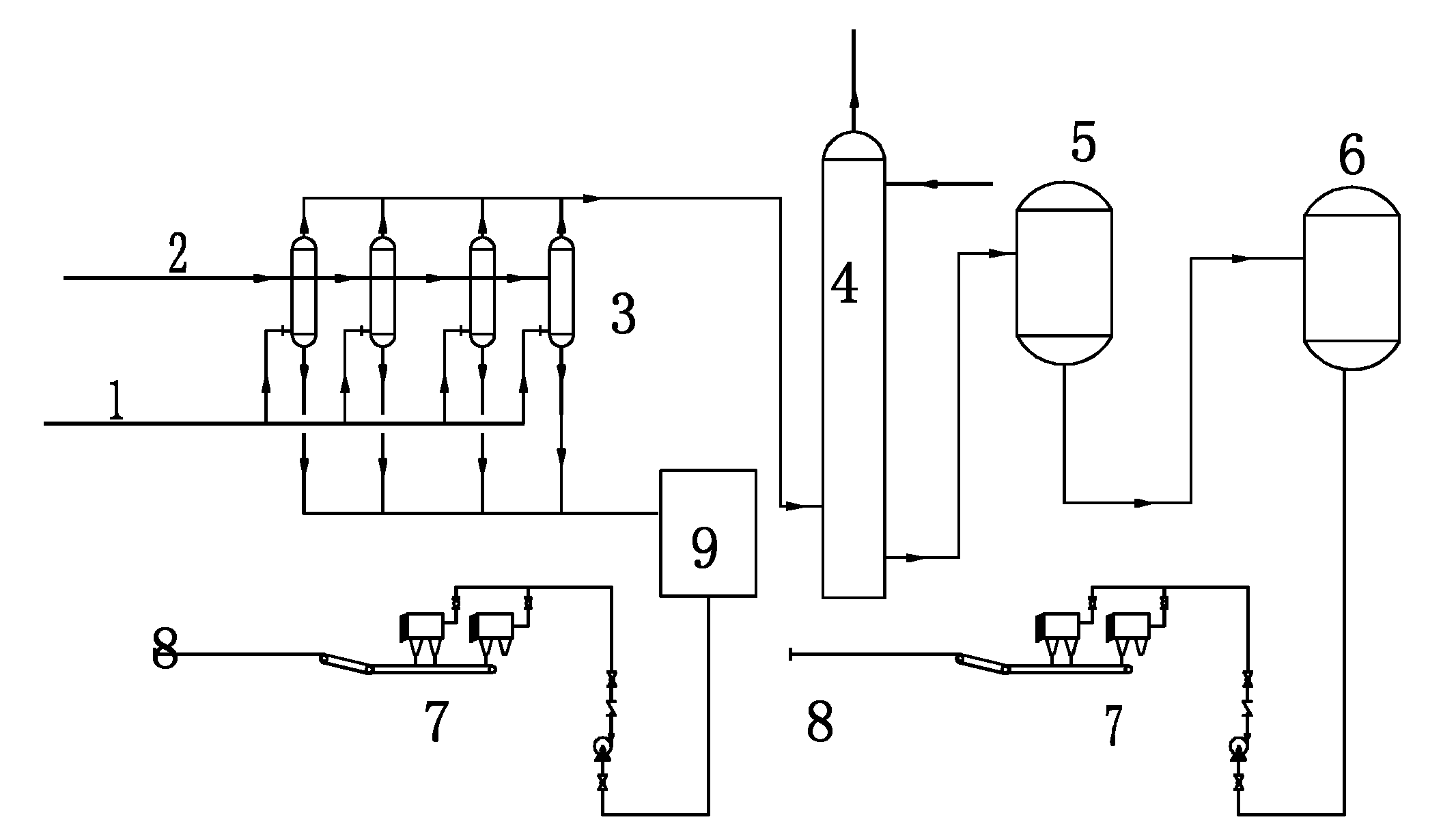 Treatment process and device of waste gas containing hydrogen sulfide and carbon dioxide
