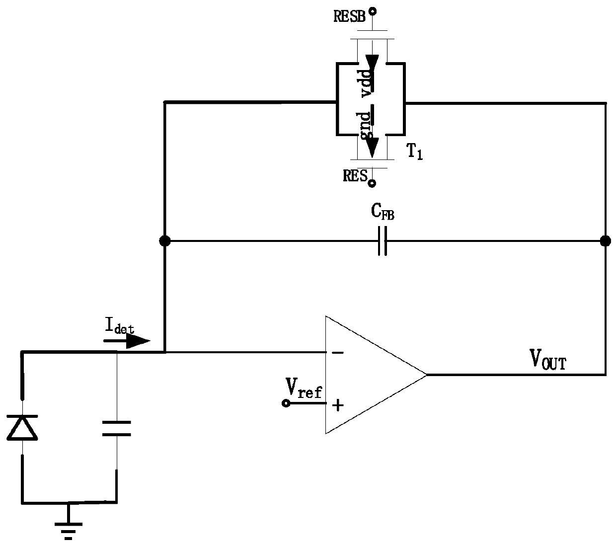 Integral circuit applied to ultraviolet focal plane detector