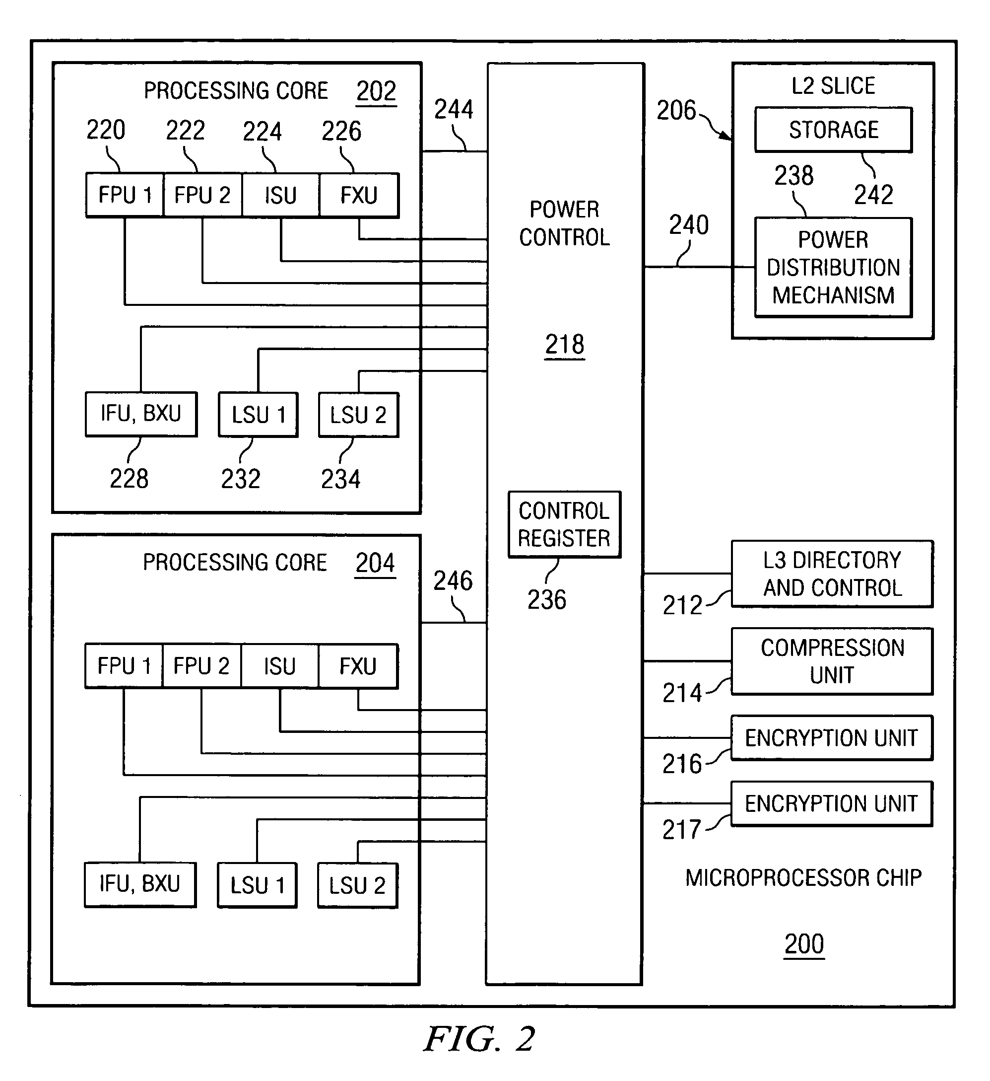 Method, system, and computer program product for dynamically managing power in microprocessor chips according to present processing demands