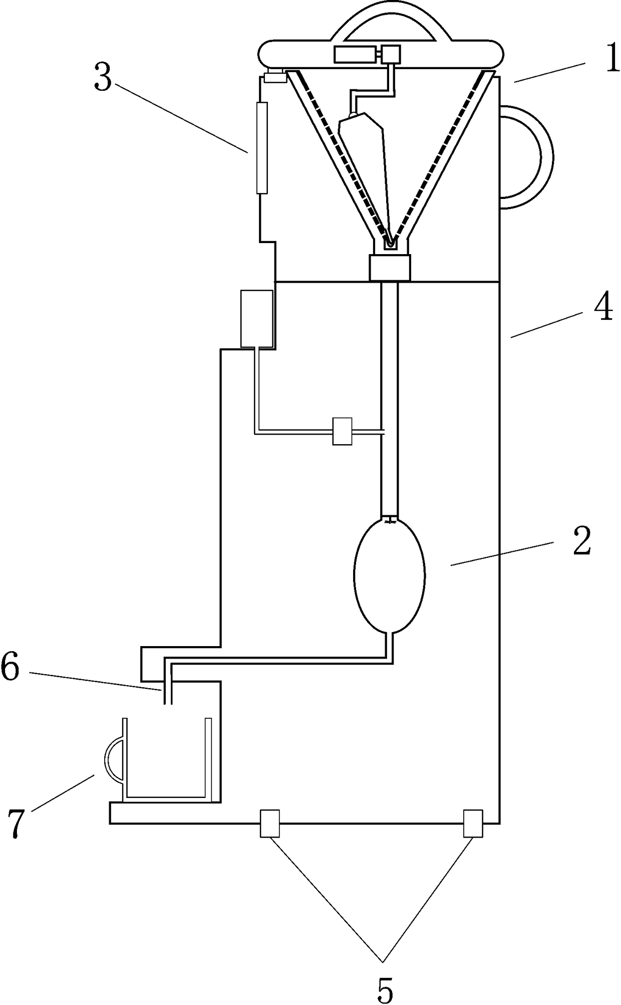 Grinding and filtering integrated type preparing machine of premna microphylla beverage