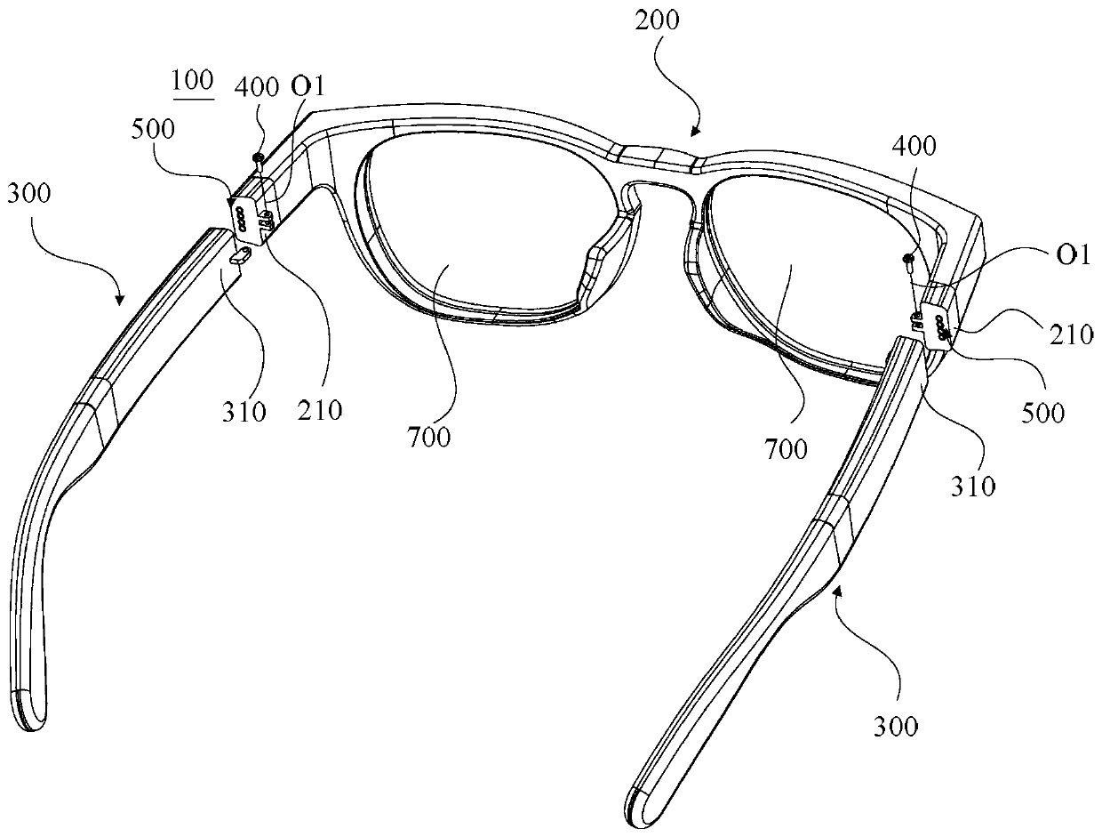 Glasses holder, intelligent glasses, glasses legs, glasses frame and glasses frame assembly