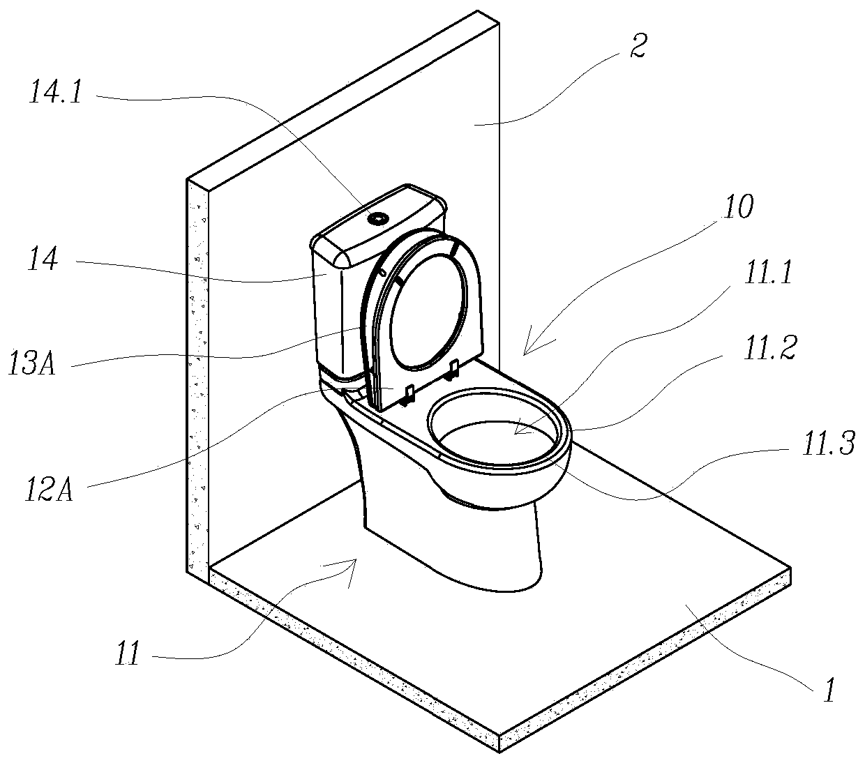 A composite toilet with separate standing and sitting and a composite toilet seat cover assembly