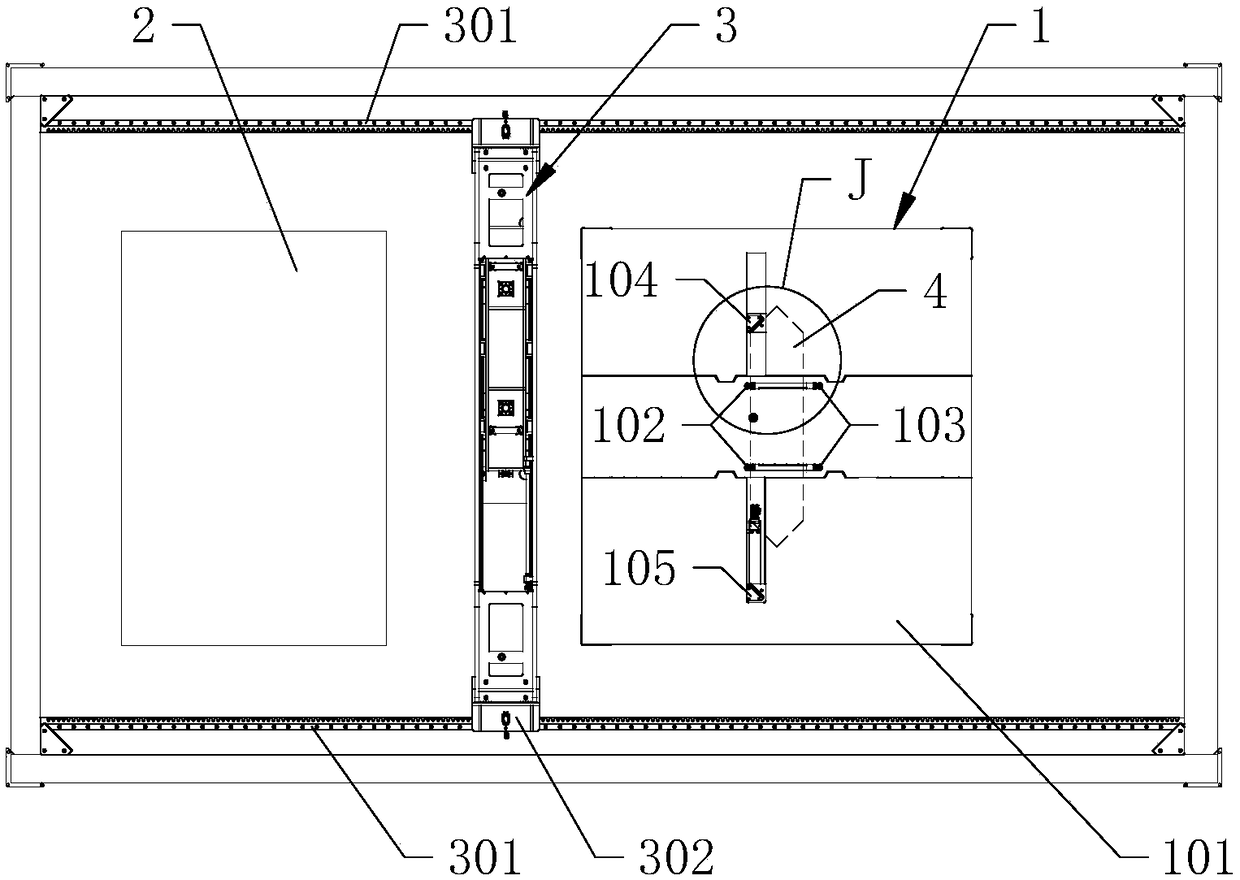 Photoelectric measuring device for the stepping and shaft center of a middle column sheet during automatic lamination of a transformer iron core