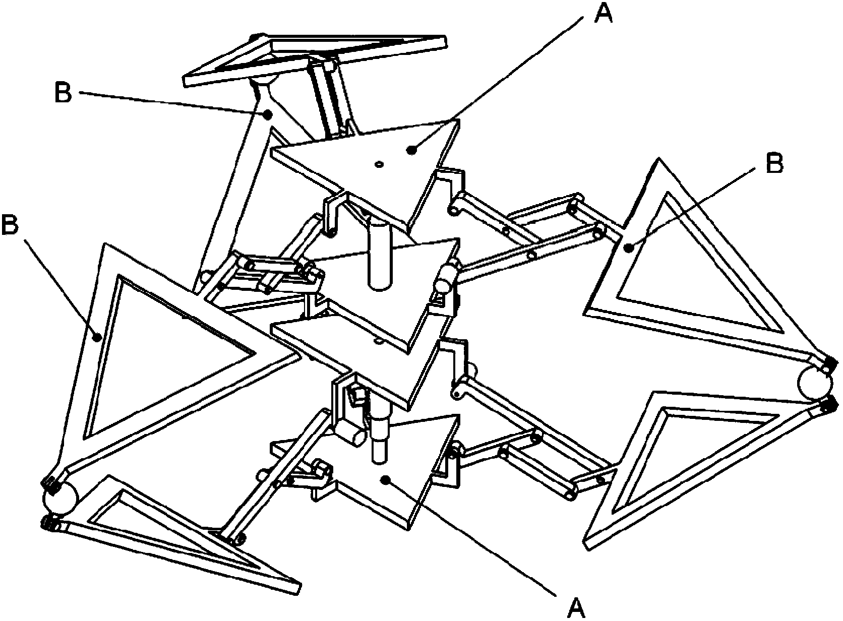 Foldable polyhedral rolling mechanism