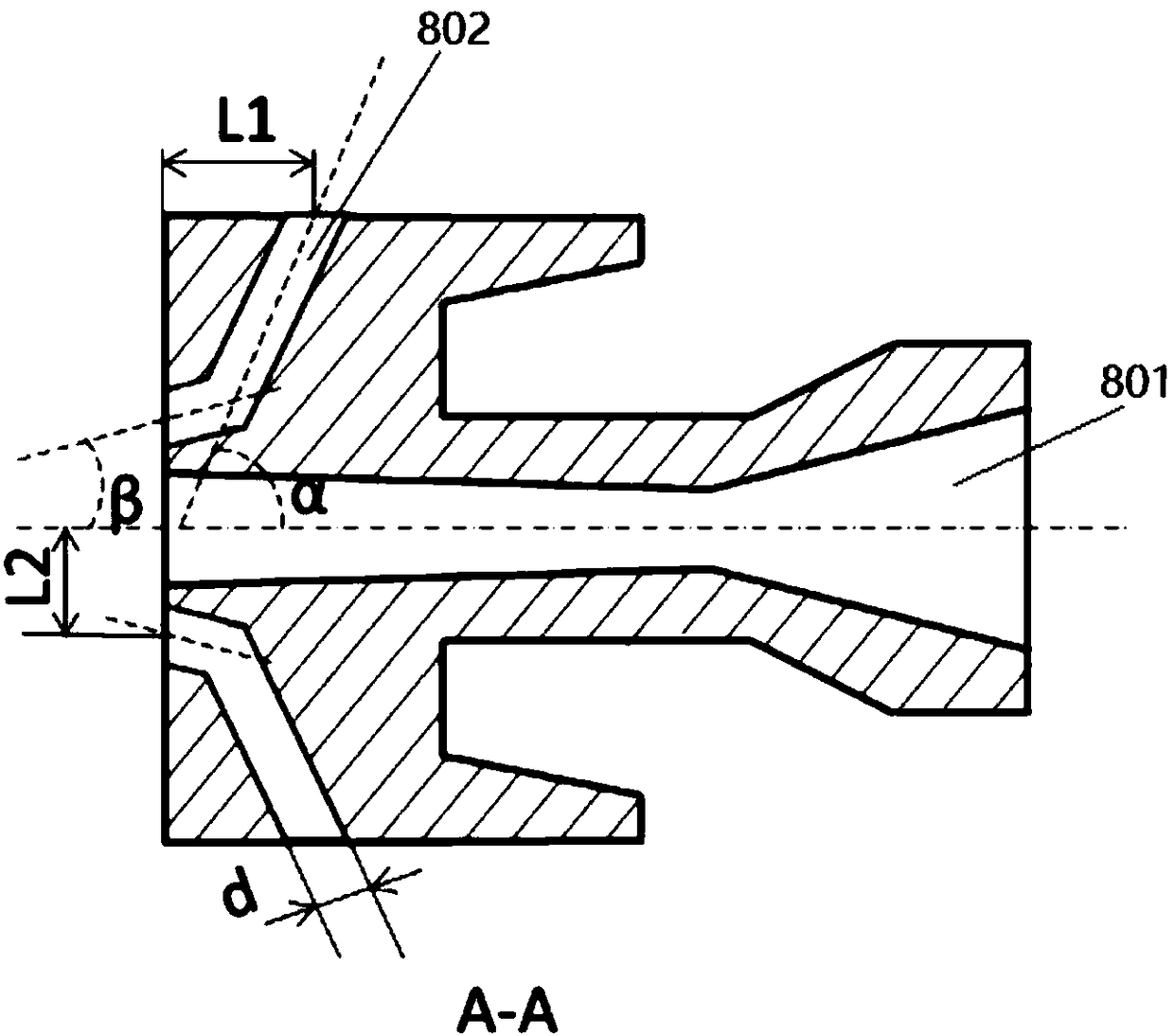 Atmospheric supersonic plasma spraying device with two-stage protective air holes