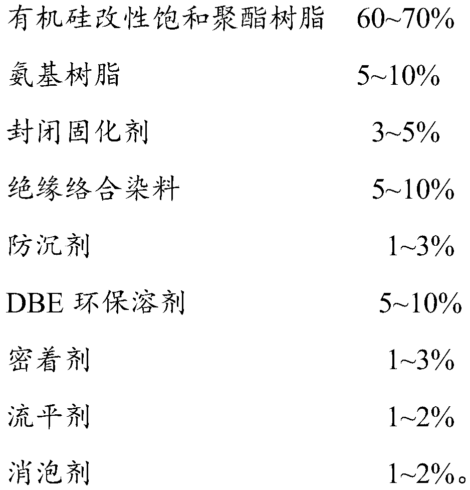 Single component silk-screen insulating ink for cupronickel shielding cover insulating film of electronic product