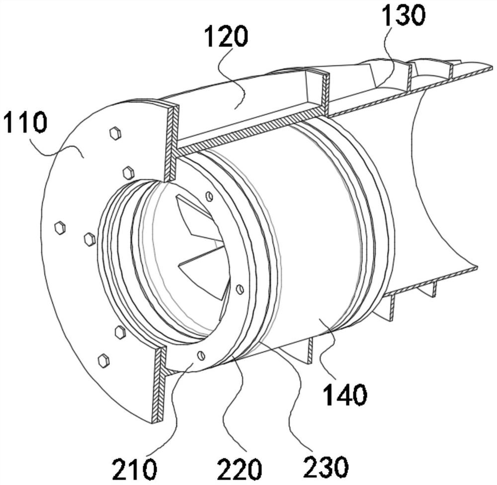 Axial damping device and system for shaftless rim propeller