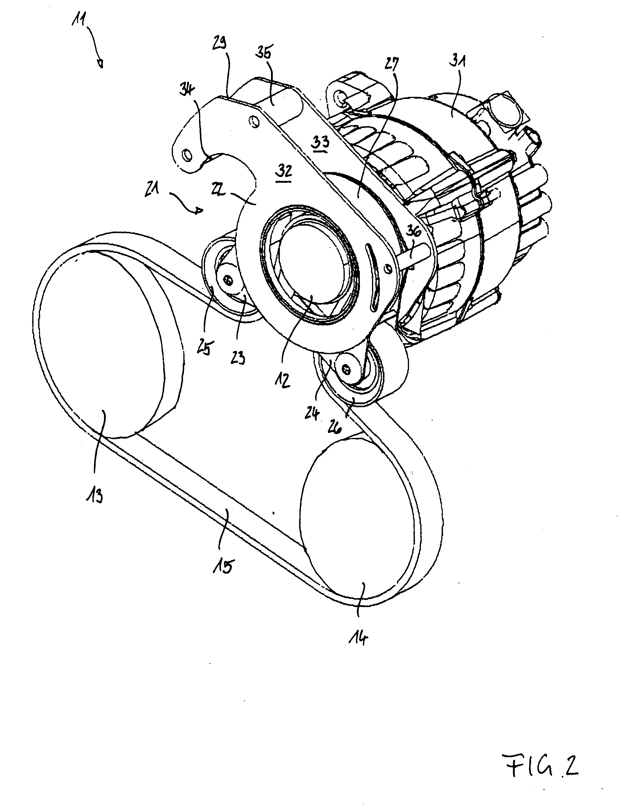 Belt tensioning device for being used with a starter generator