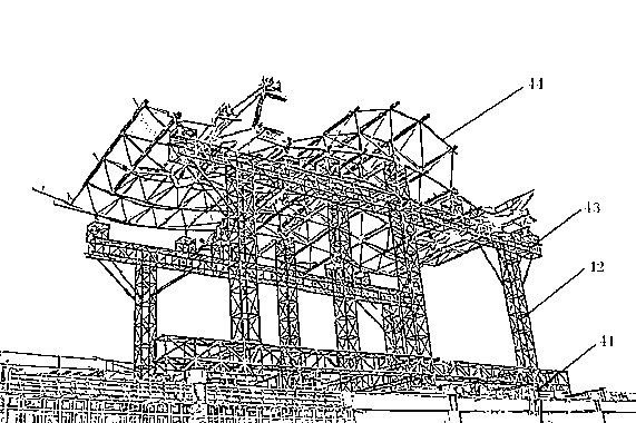Construction method of track gauge variation block slippage of long span spatial composite roof truss