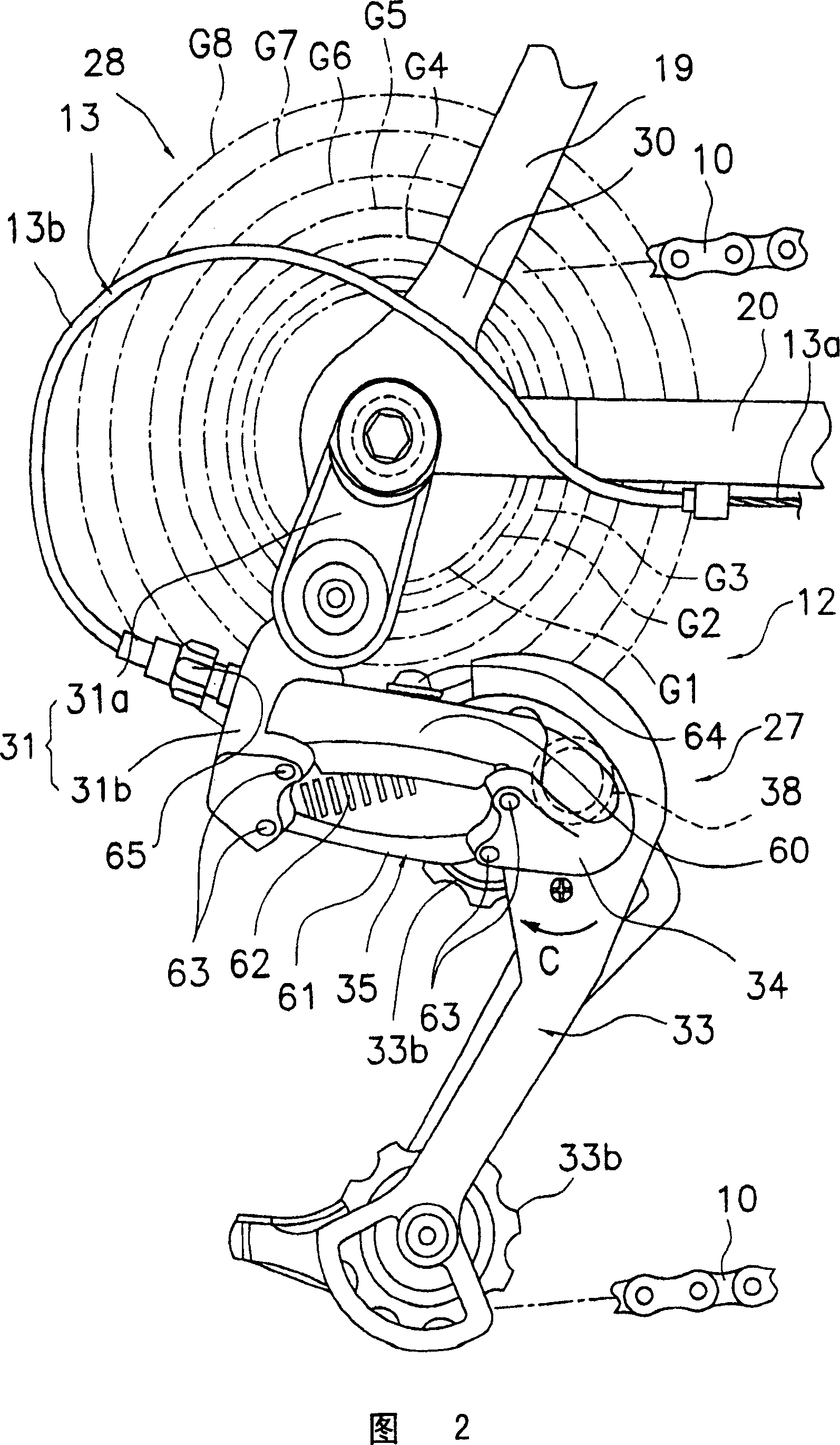 Rear chain shifter for bicycle