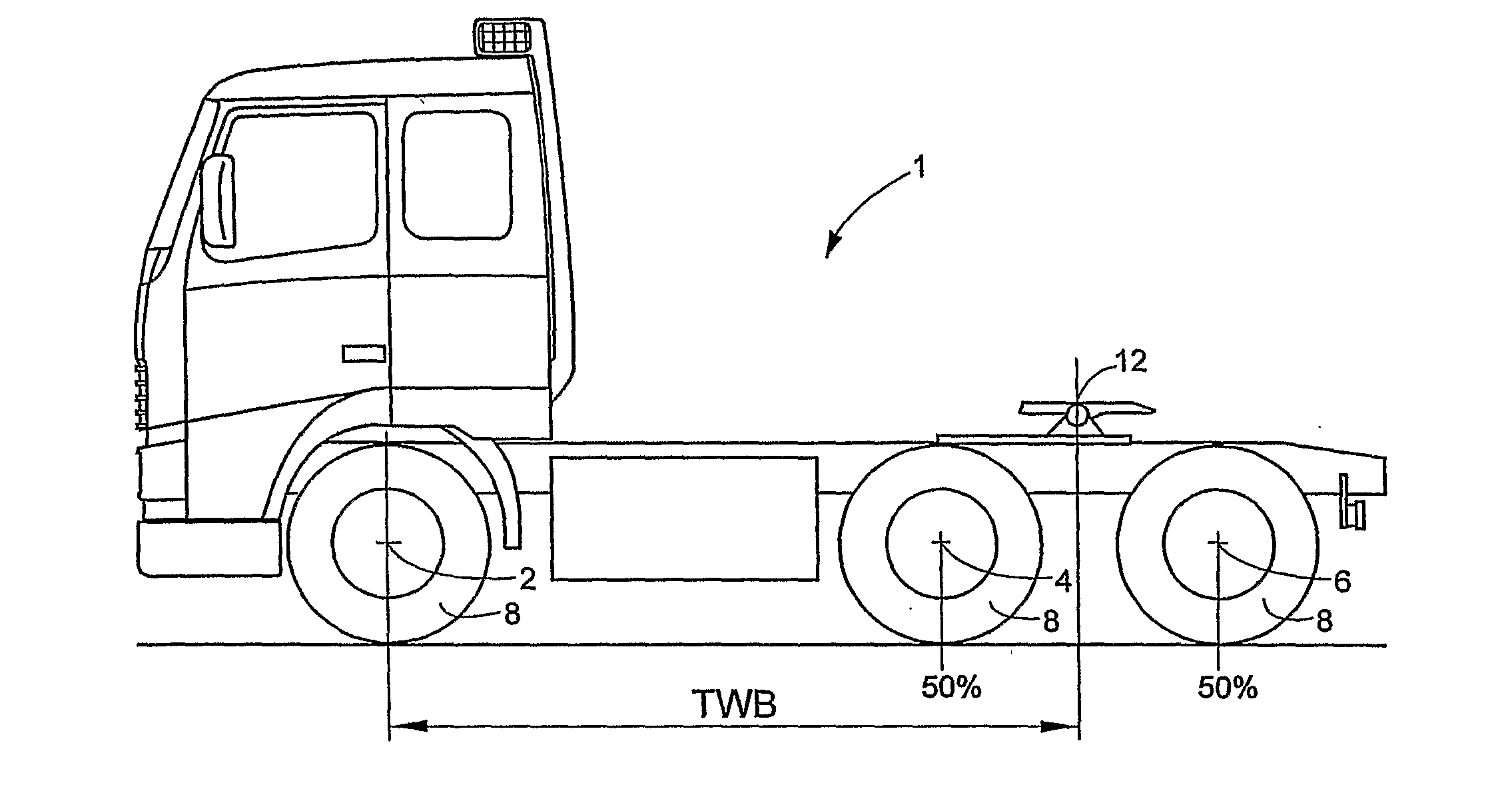 Axle load control system and a wheel base adjustment system