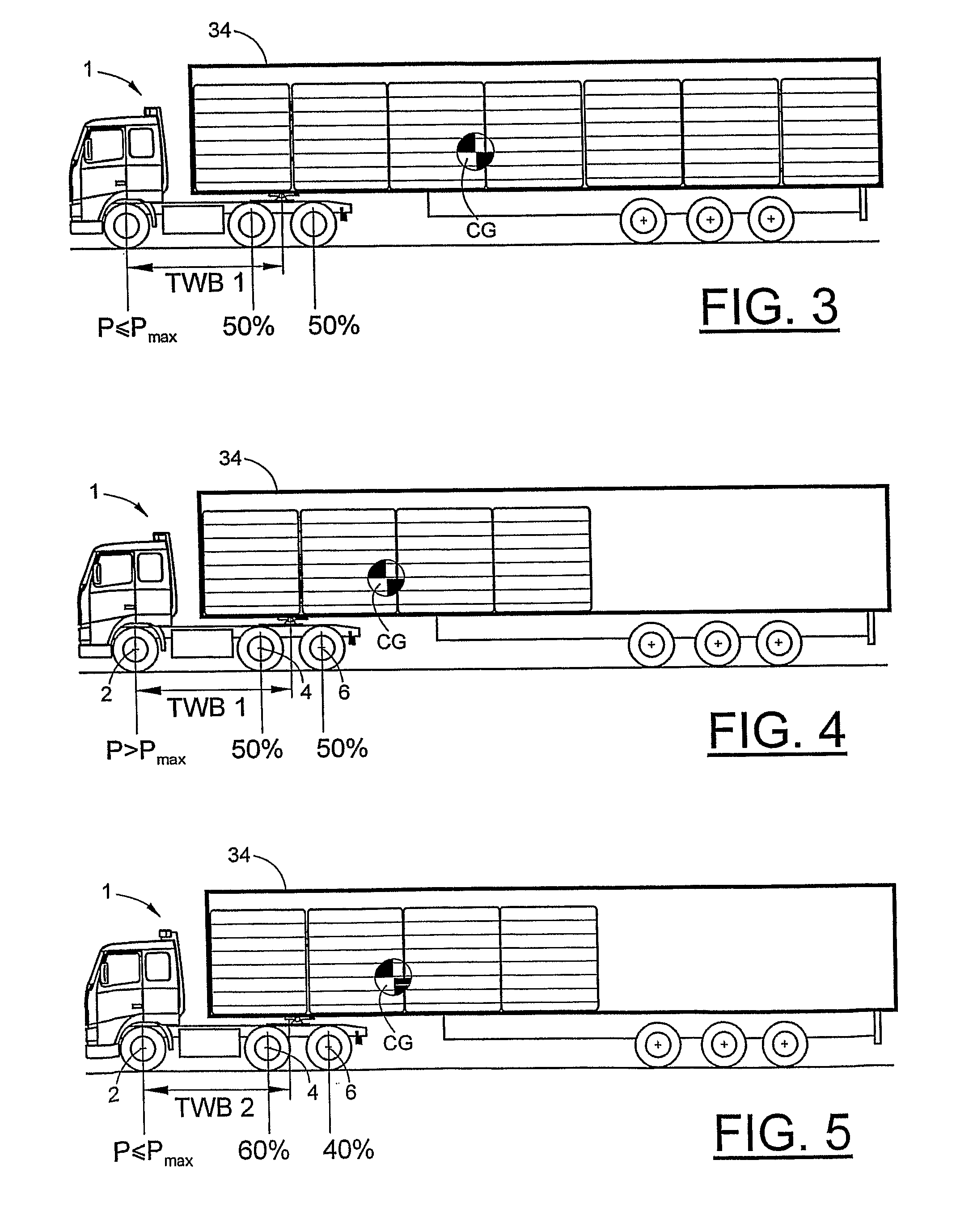Axle load control system and a wheel base adjustment system