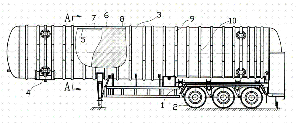 Low-temperature liquefied natural gas semitrailer tank truck