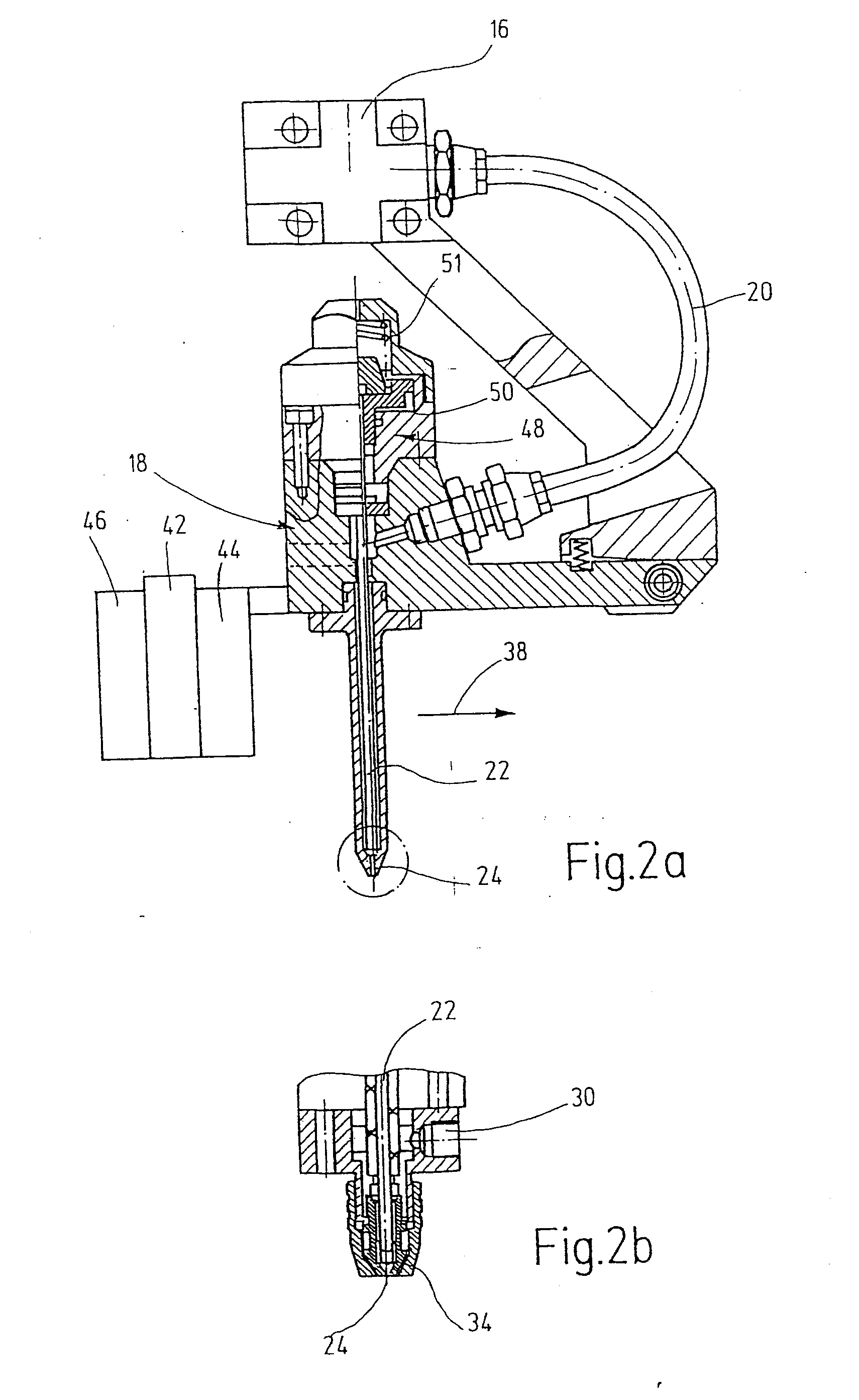 Device for applying adhesive to a workpiece