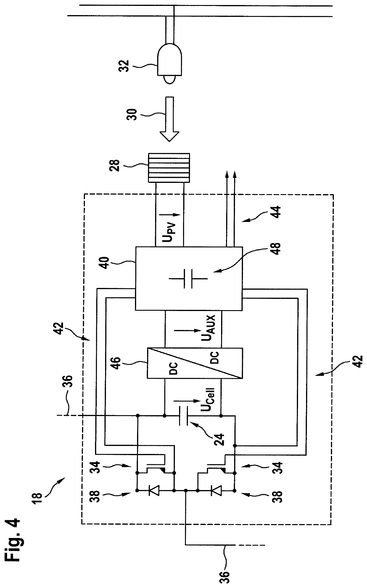 Converter cell with integrated photovoltaic cell