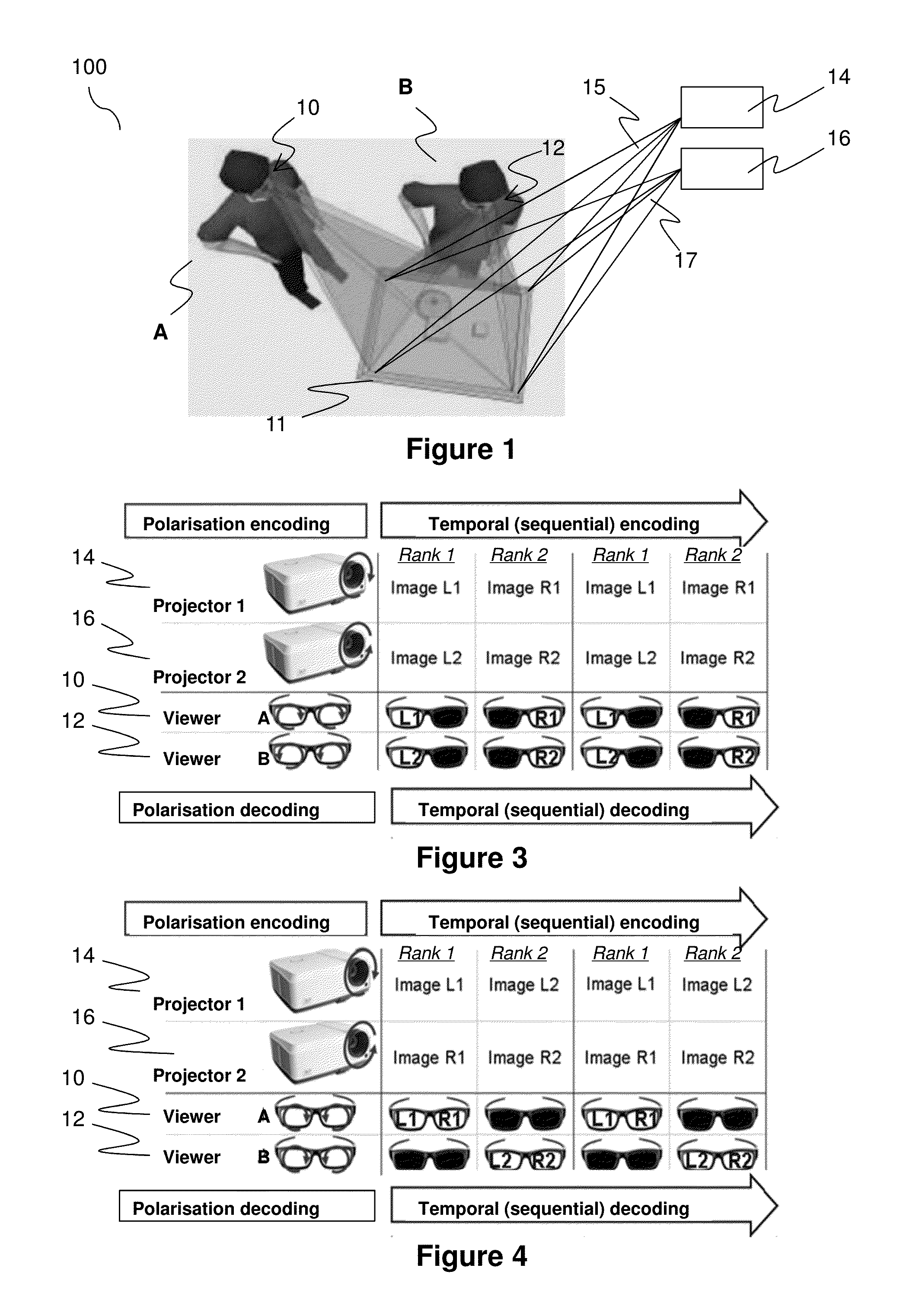 System for simultaneously displaying multiple multimedia streams, including multiple viewing spectacles and a displaying medium