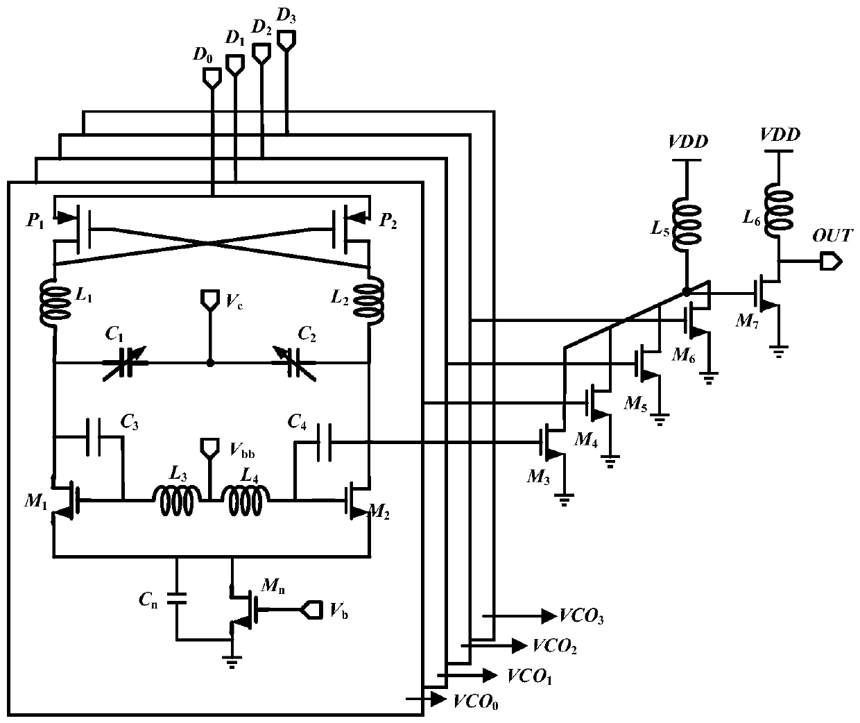 Narrowband switching millimeter wave voltage-controlled oscillator with wide tuning range