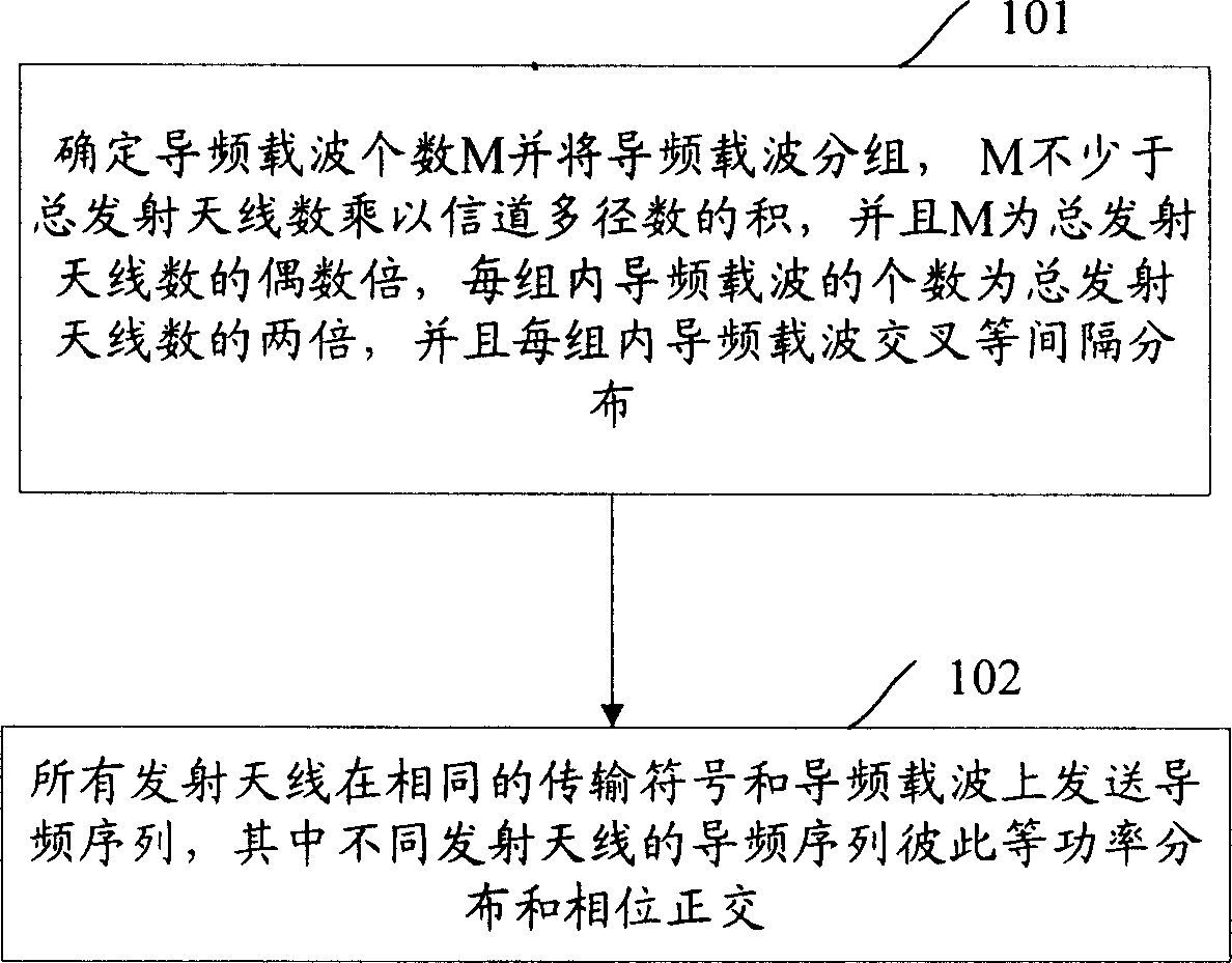 Method and system for sending sequence of pilot freqency in system of multiple antenna and carriers