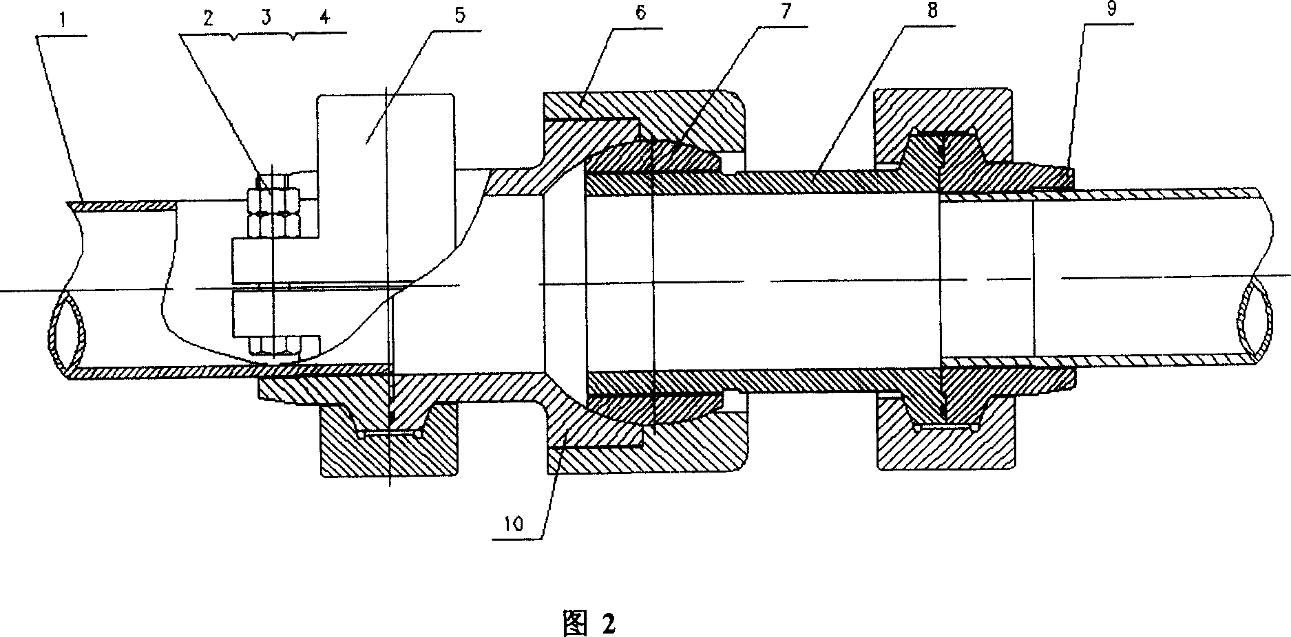 Ball socket joint used in deep sea resource exploiting system mine throwing subsystem