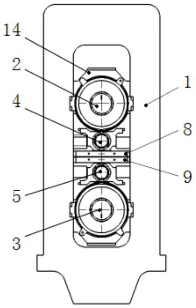 Ten-roller rolling mill with horizontal rack