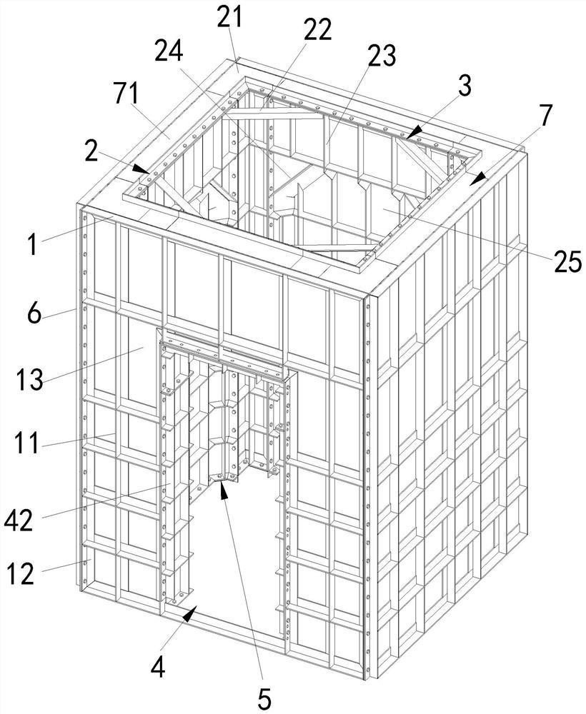 A pouring mold for integral forming of elevator shaft