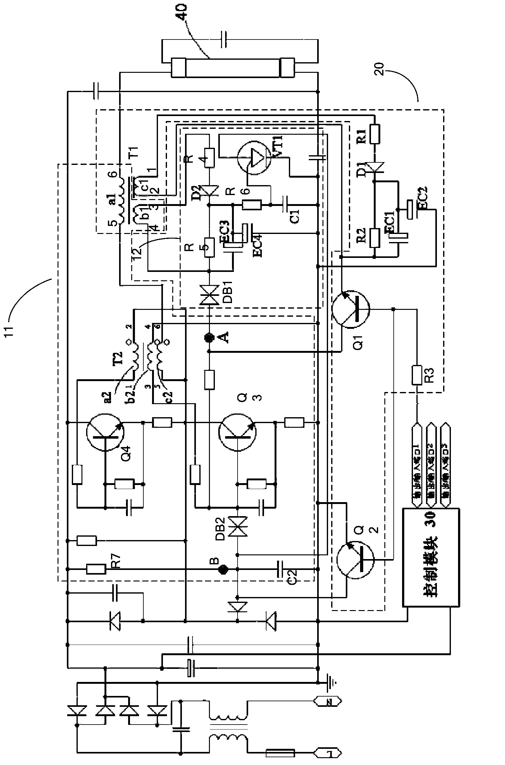 Lamp and control device thereof