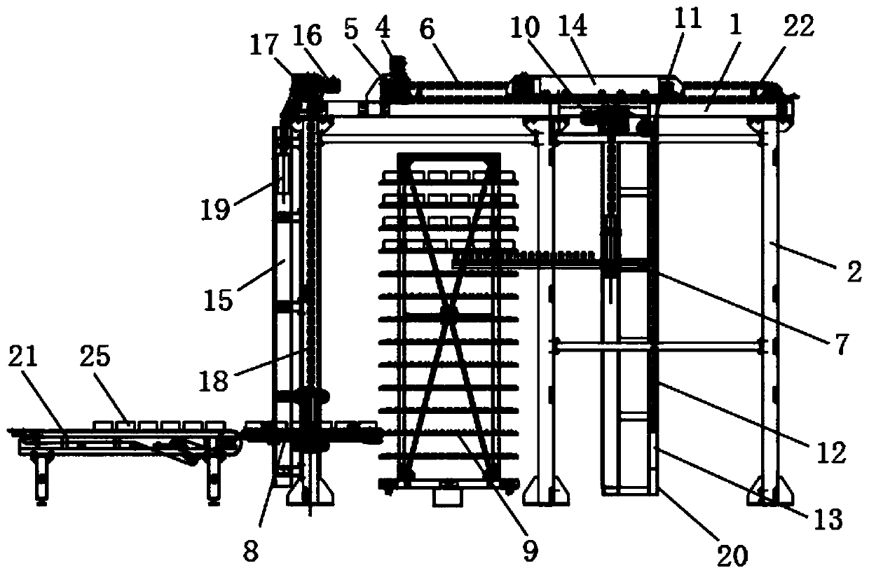 Bearing loading and unloading system of tray-free drying vehicle
